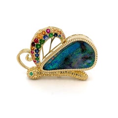 Amazonit-Halskette mit Opal-Schmetterlings-Verschluss