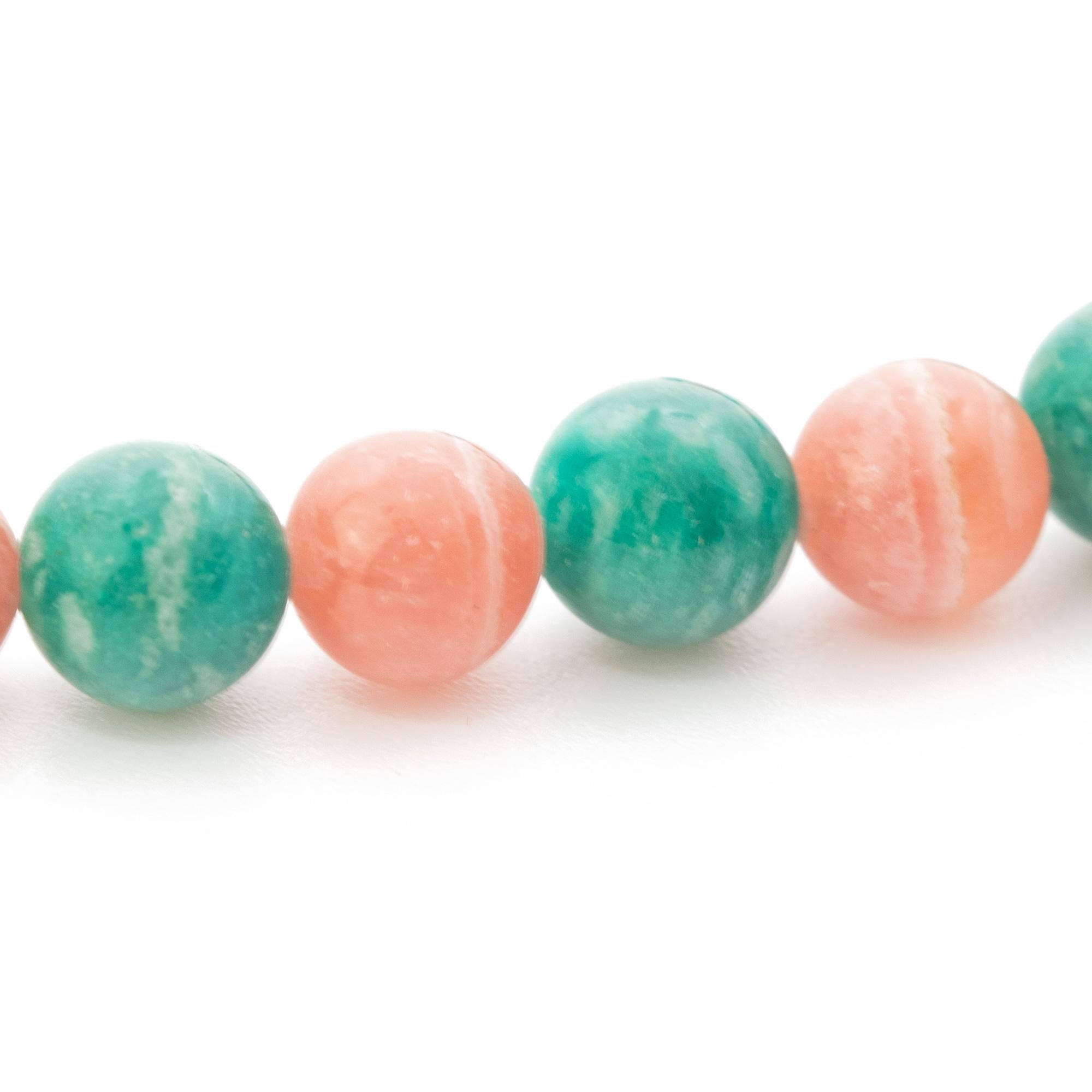 Amazonita Rodocrosita Pulsera moderna hecha a mano con cuentas de oro de 18k Intini Jewels en Nuevo estado para la venta en Milano, IT