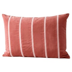 AMAZONITE Rose Pink Striped Velvet Deluxe Handmade Pillow