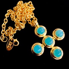 Amazonite set 5-Stone 'Cecilia' Cross pendant on chain