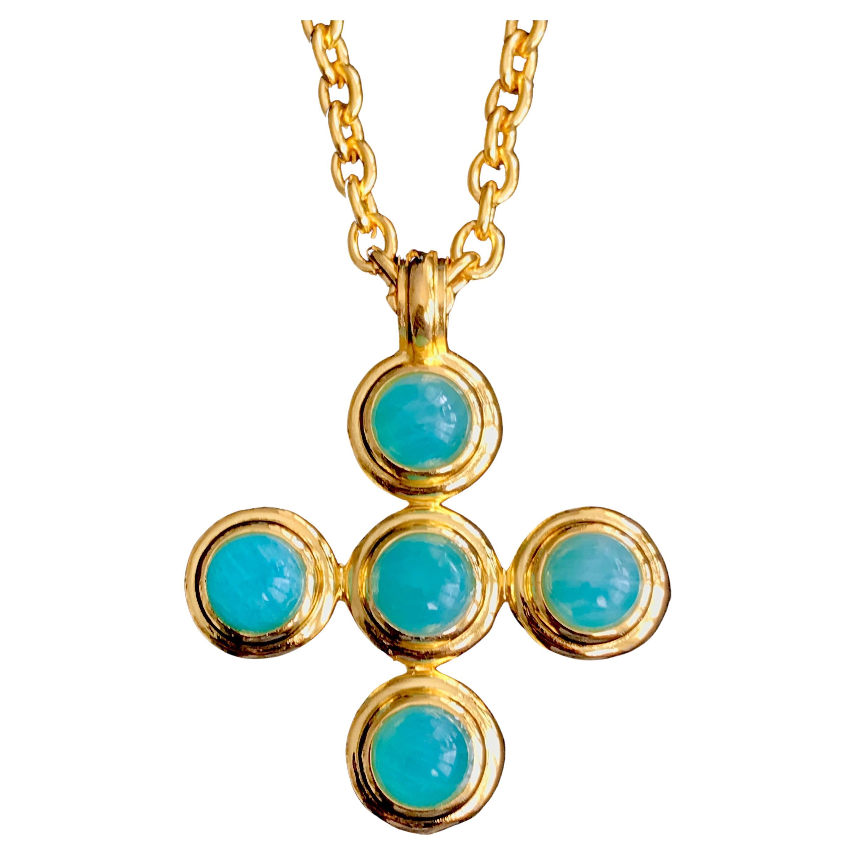 Amazonite set 5-Stone 
Cecilia
 Cross pendant on chain