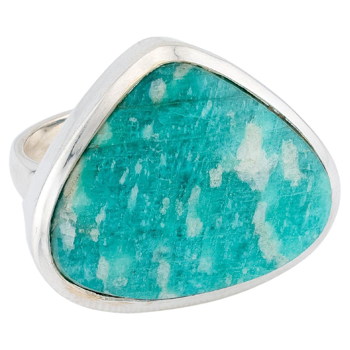 Anello in argento con amazzonite, misura 6.5 in vendita