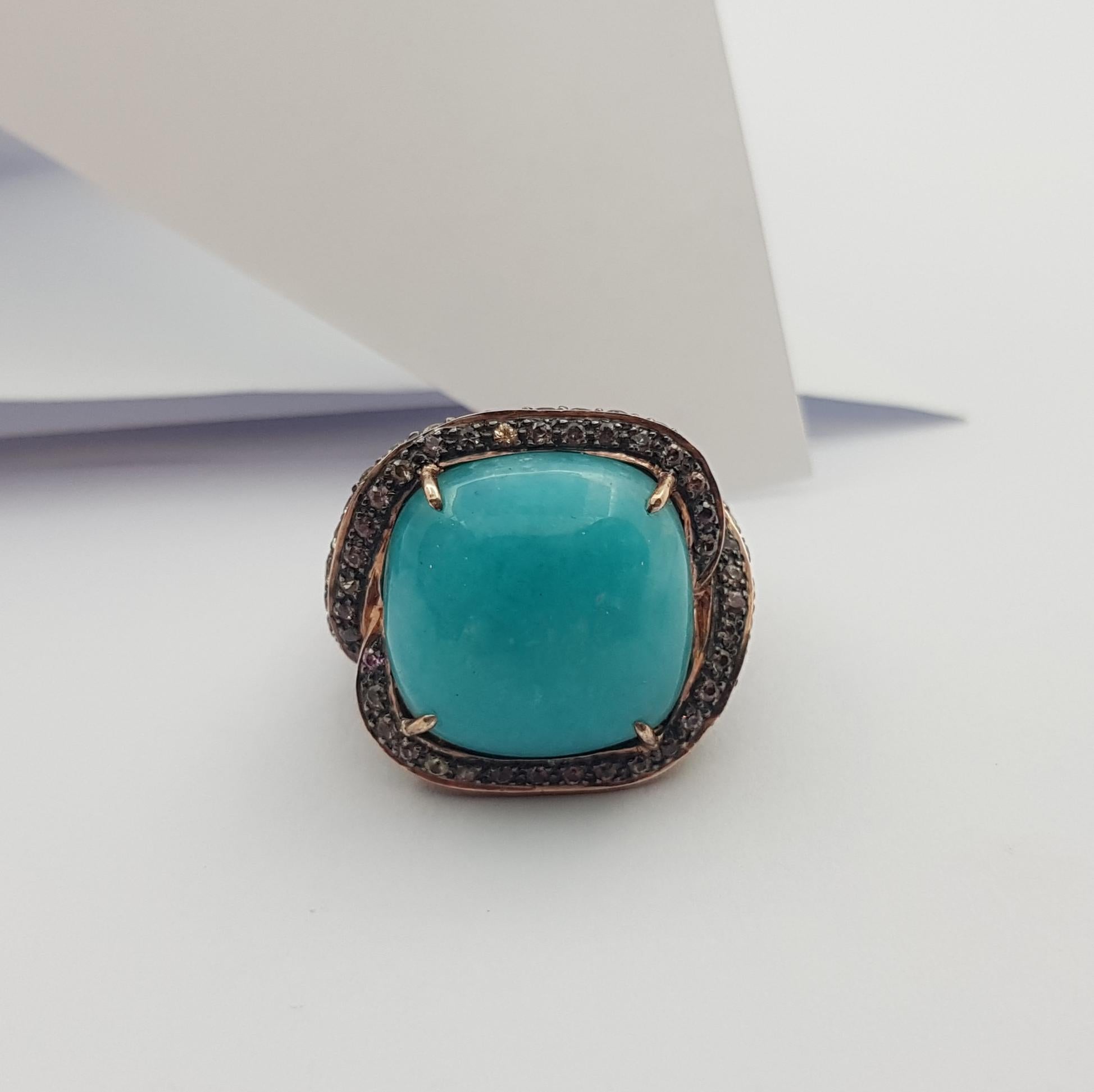 Amazonite with Multi-Color Sapphire Ring set in Silver Settings For Sale 7