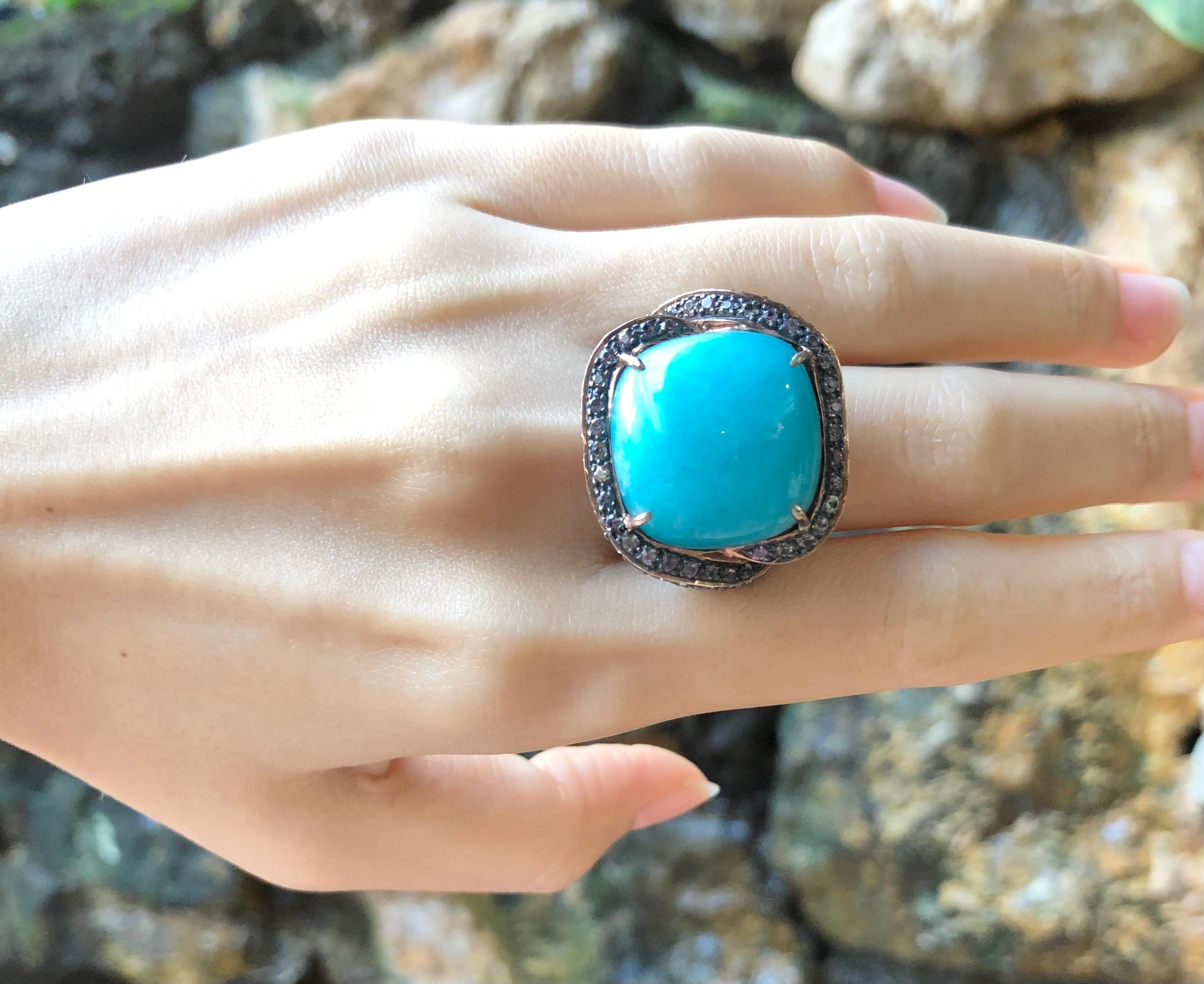 Amazonite with Multi-Color Sapphire Ring set in Silver Settings For Sale 9