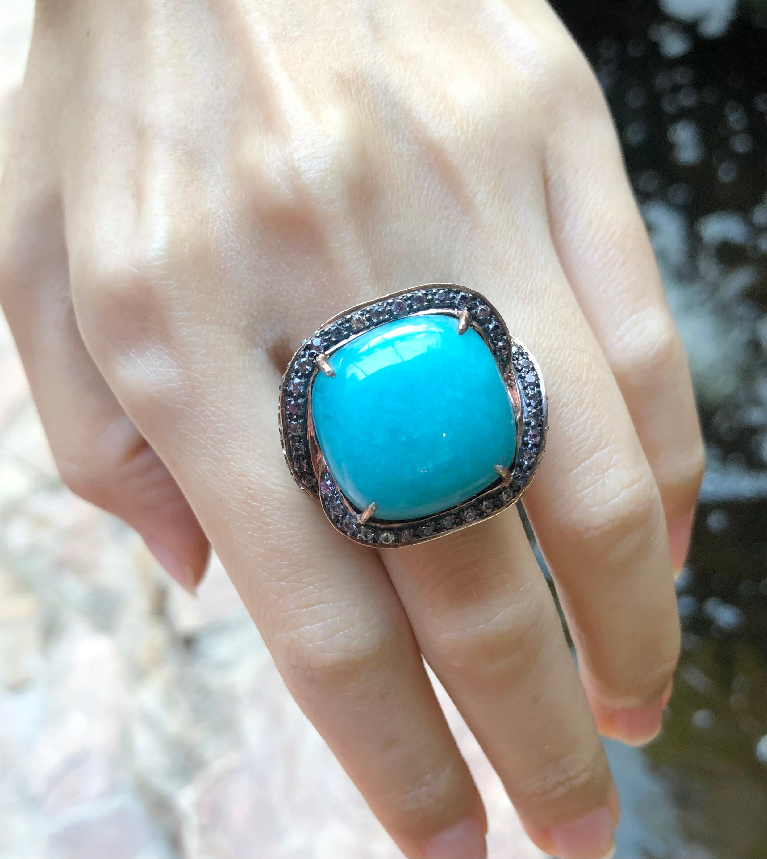 Amazonite with Multi-Color Sapphire Ring set in Silver Settings For Sale 10