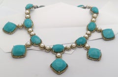 Amazonite, Yellow Sapphire and Pearl Necklace set in Silver Settings