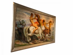 Carl Christian Forup, 1920s Amazons and Centaurs Oil on Canvas Painting