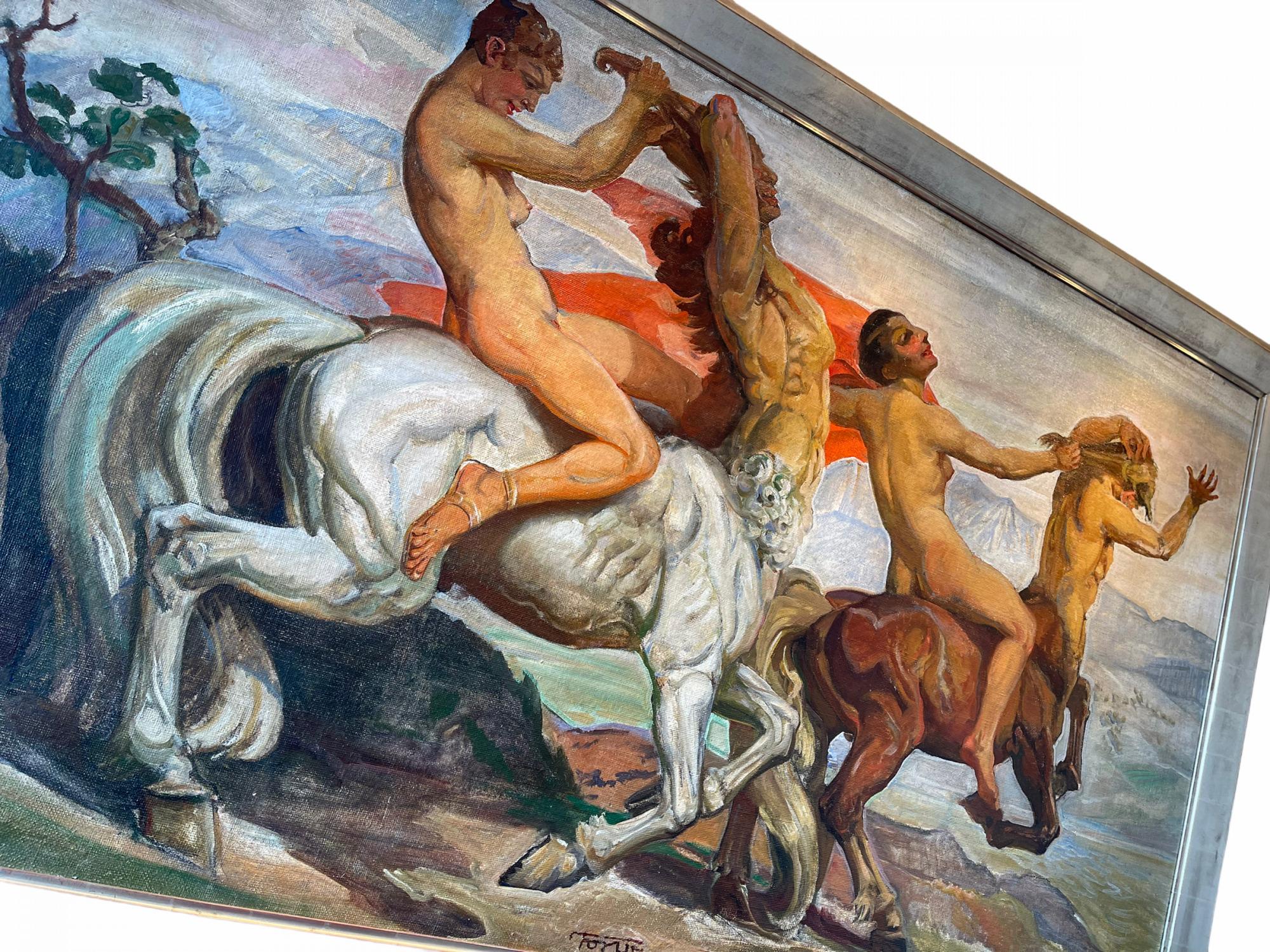 Carl Christian Forup, Amazones et Centaures, peinture sur toile des années 1920 en vente 1