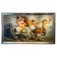 Amazons and Centaurs Oil on Canvas Painting, 1940s by Carl Christian Forup
