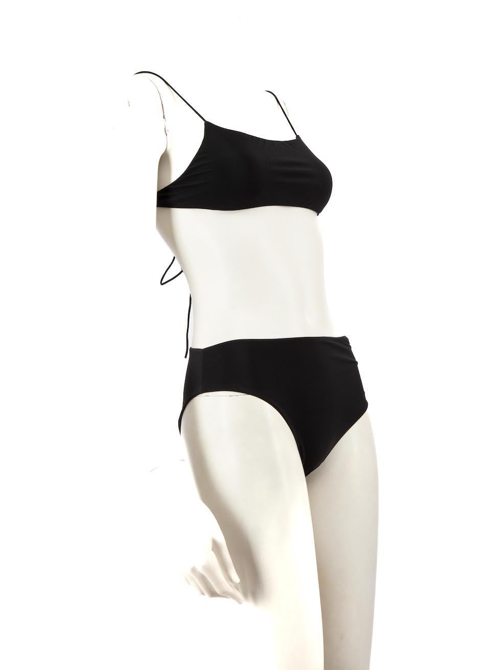 CONDITION is New with tags on this brand new Amazuìn designer item.
 
 
 
 Details
 
 
 Model: 04YASUDB
 
 Black
 
 Synthetic
 
 Bikini set
 
 Back tie top fastening
 
 Side drawstring tie detail briefs
 
 
 
 
 
 Made in Italy
 
 
 
 Composition
 

