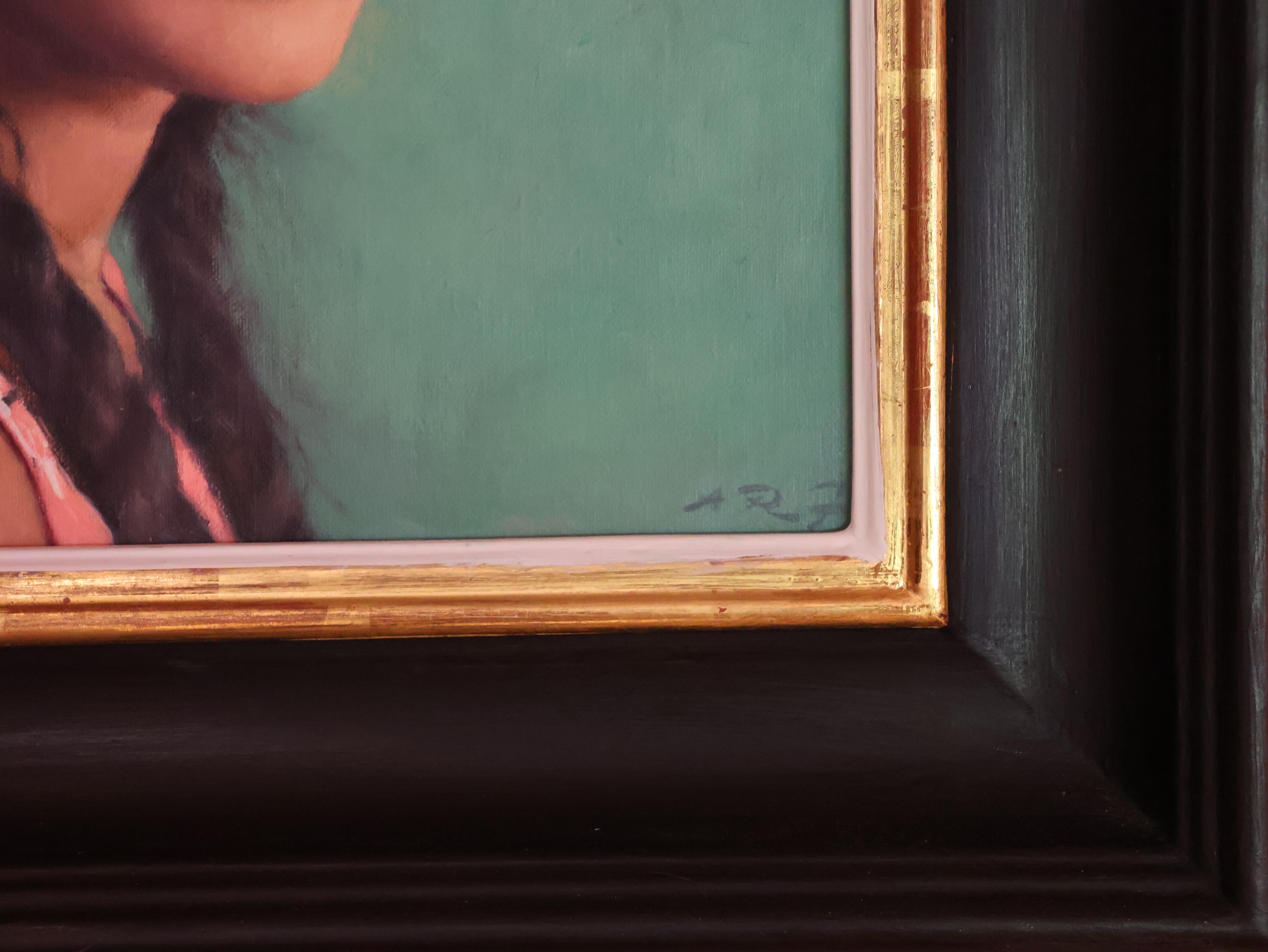 Amba, Pink & Green, Alex Russel Flint (Handbemalt) im Angebot