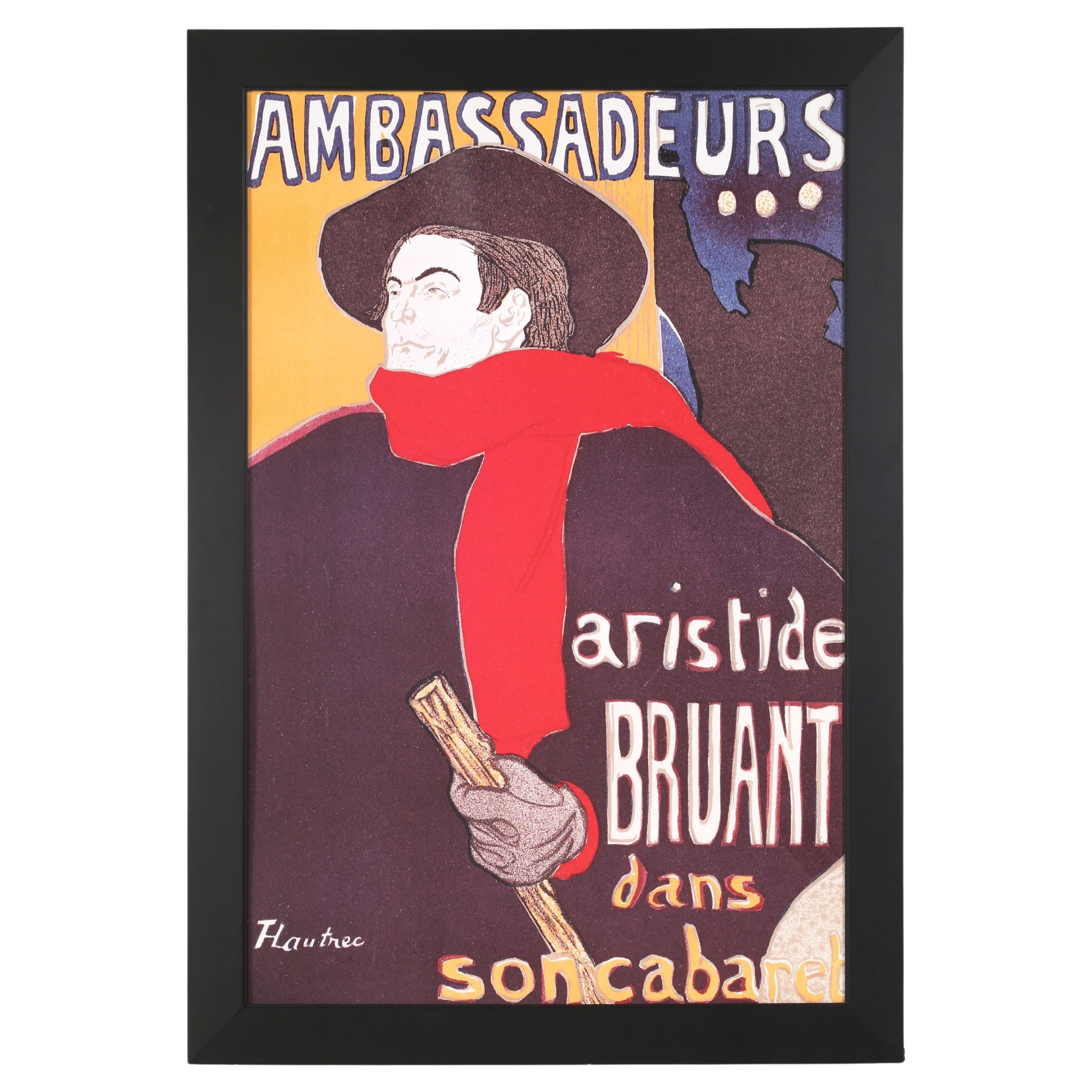 Ambassadeurs: Aristide Bruant Originally by Toulouse-Lautrec 1982 Reproduction For Sale