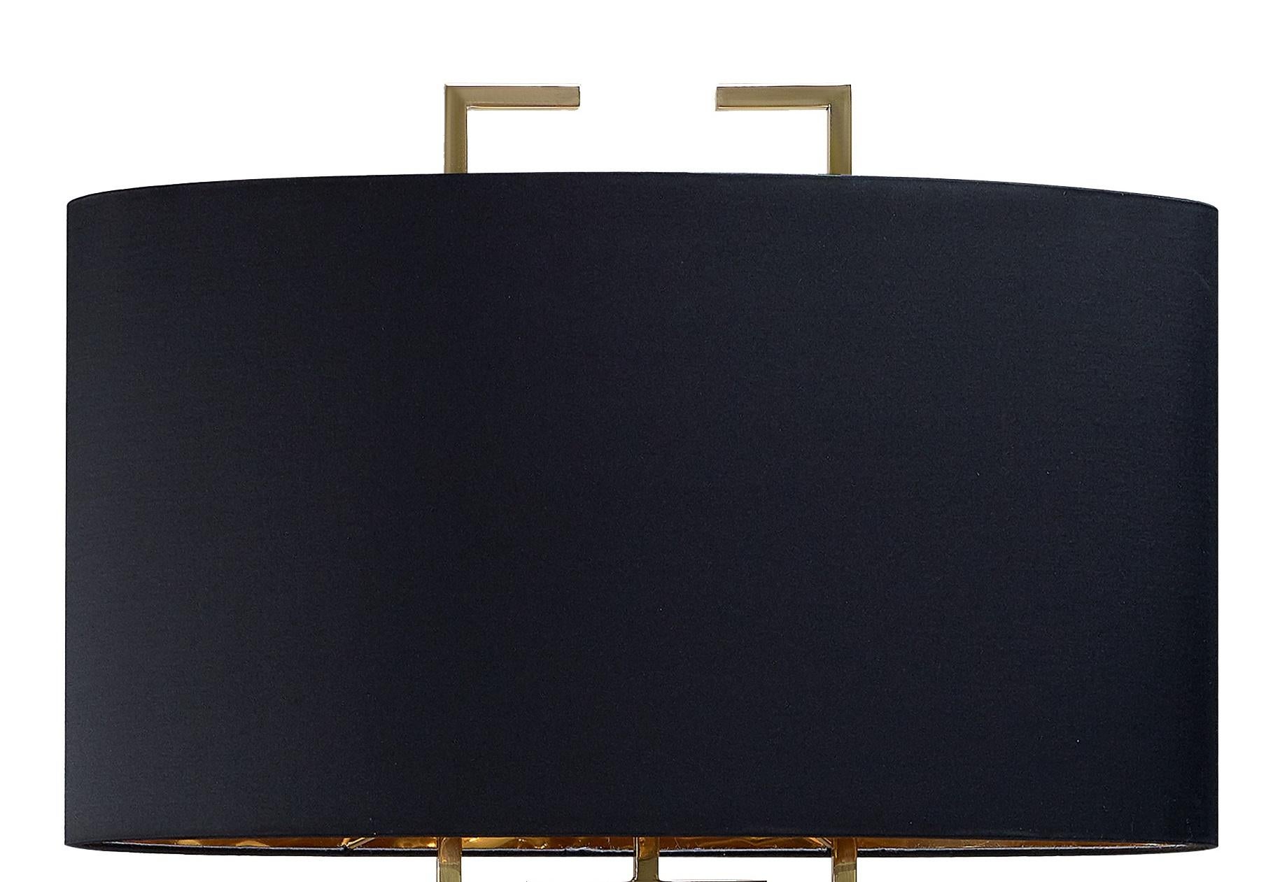 Ambassador Floor Lamp by Memoir Essence
Dimensions: D 25 x W 50 x H 165 cm.
Materials: Polished brass and satin fabric.

Ambassador presents an elegant silhouette, with a black and gold abat – jour. Its base is in polished brass and body in satined