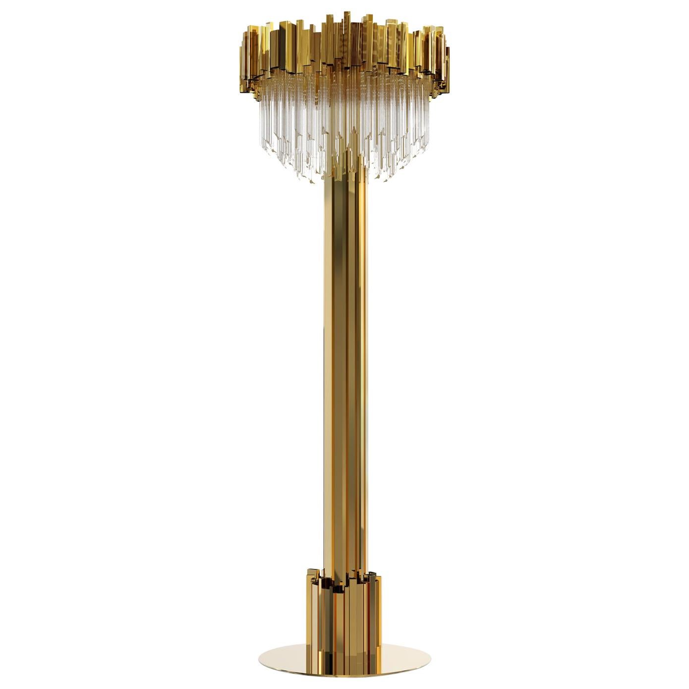 Ambassador Floor Lamp with Crystal Glass Pendants For Sale