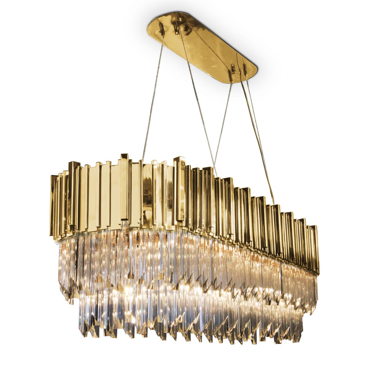 long gold chandelier