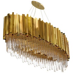 Ambassador Oval Chandelier with Crystal Glass Pendants