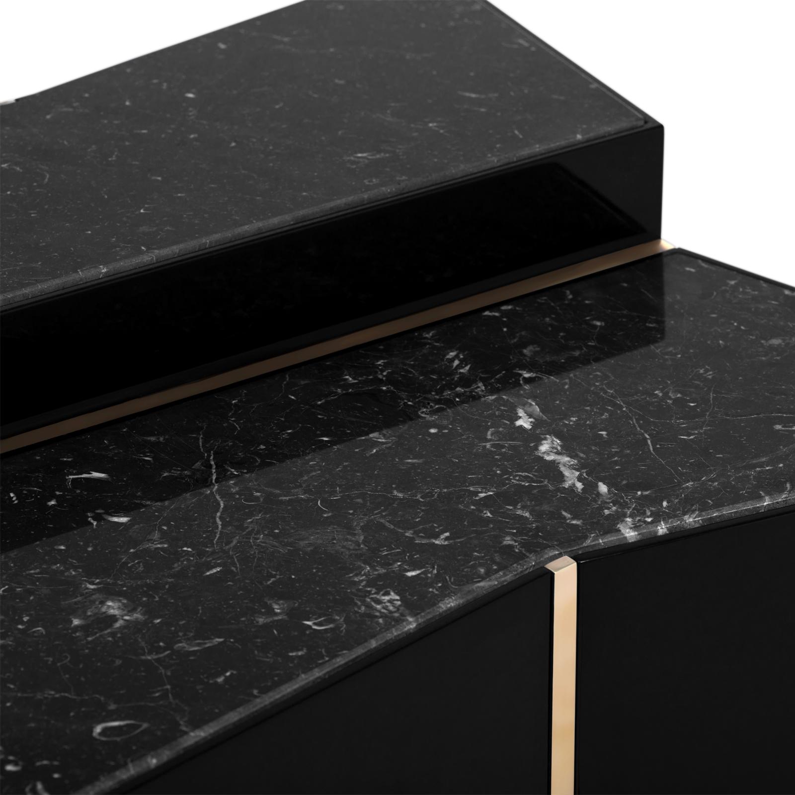Contemporary Ambassador Side Table with Black Marble Tops For Sale
