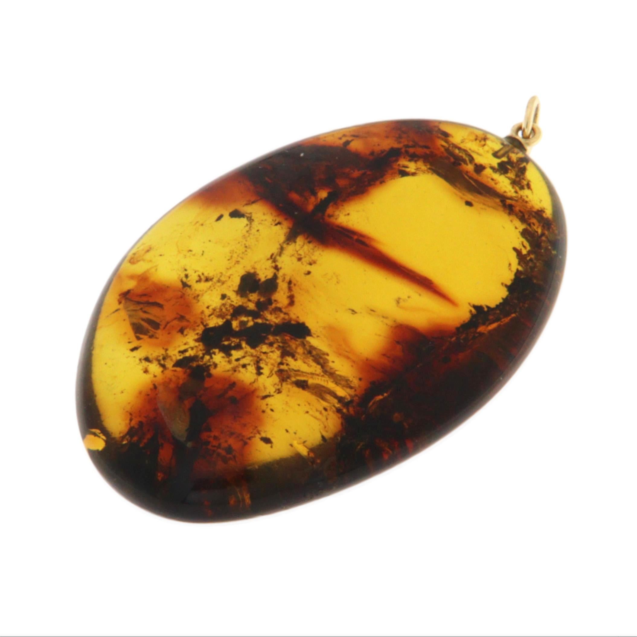 Artigiano Collana con ciondolo d'ambra in oro giallo 14 carati in vendita