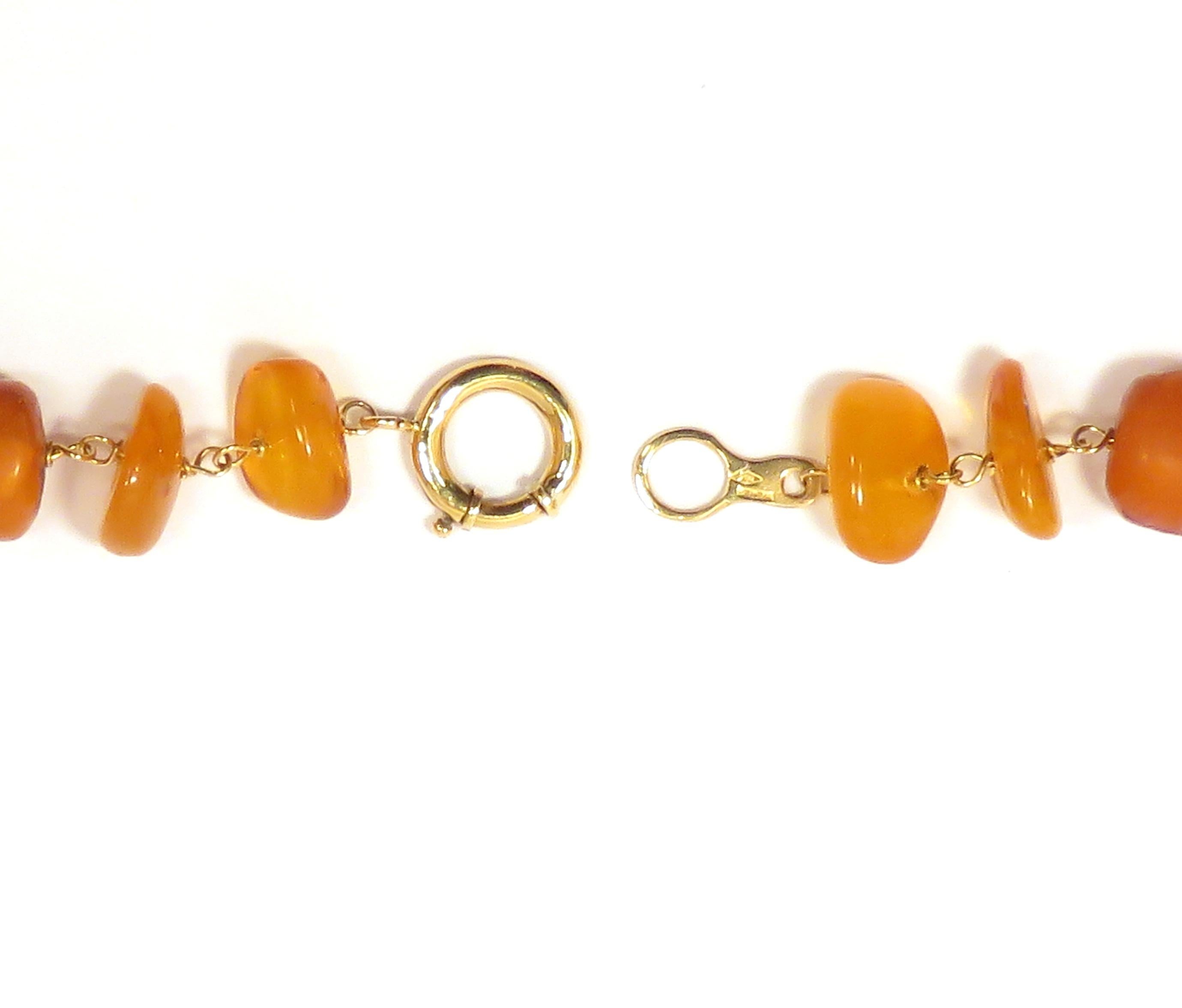 Amber 18 Karat Yellow Gold Necklace Handcrafted in Italy by Botta Gioielli In New Condition In Milano, IT