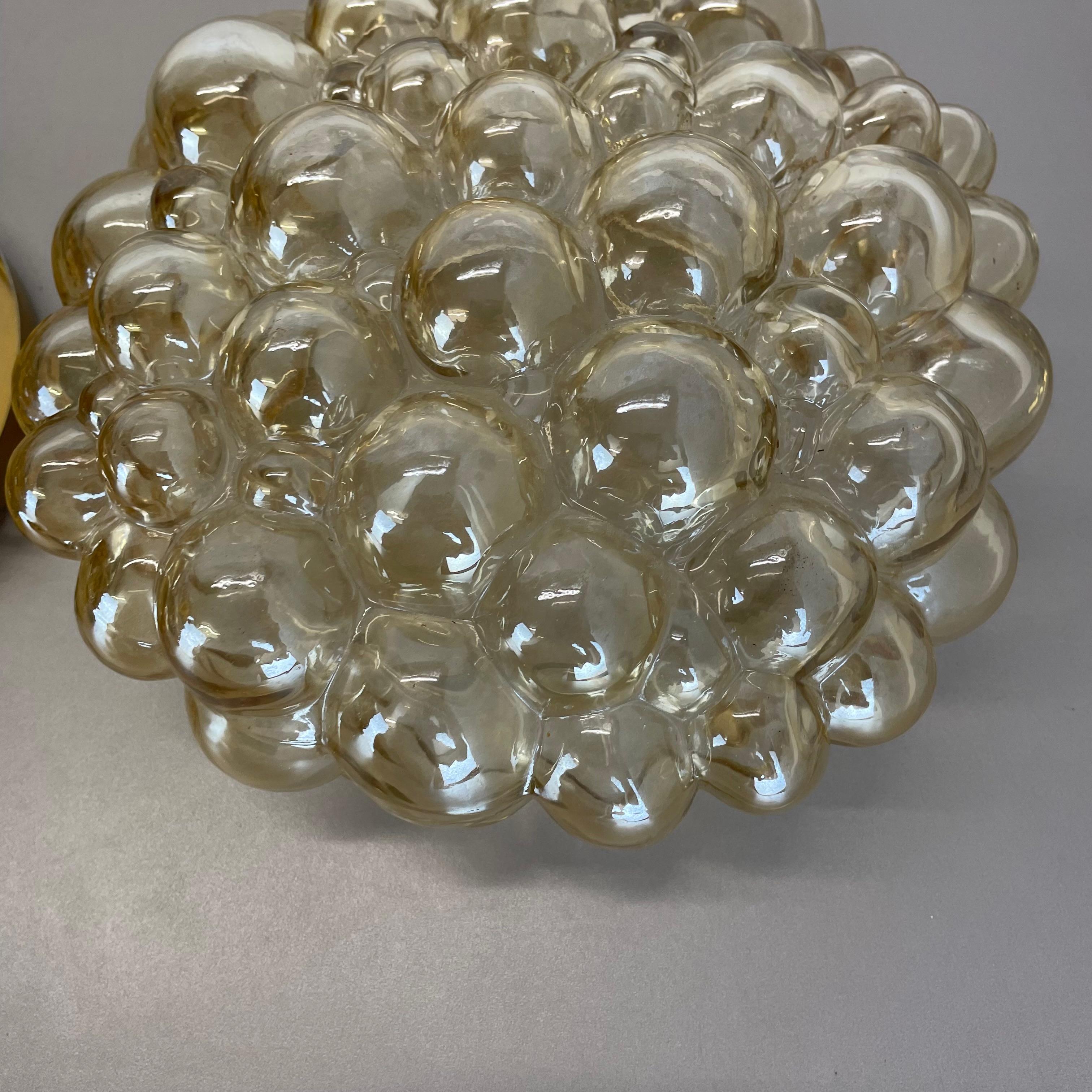 Amber 24cm Bubble Glass Wall Light by Helena Tynell for Glashütte Limburg, 1960 For Sale 3