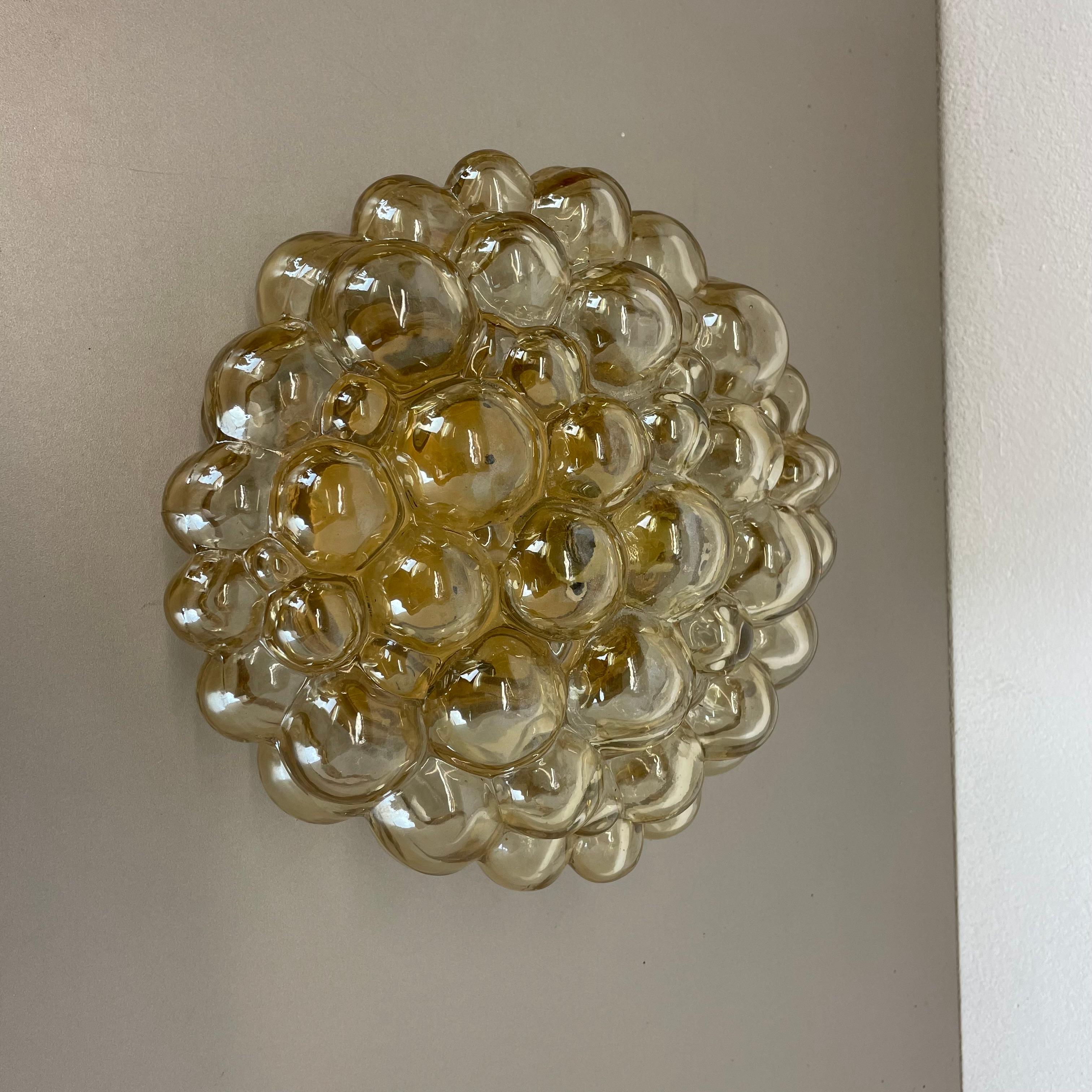 Amber 24cm Bubble Glass Wall Light by Helena Tynell for Glashütte Limburg, 1960 For Sale 11