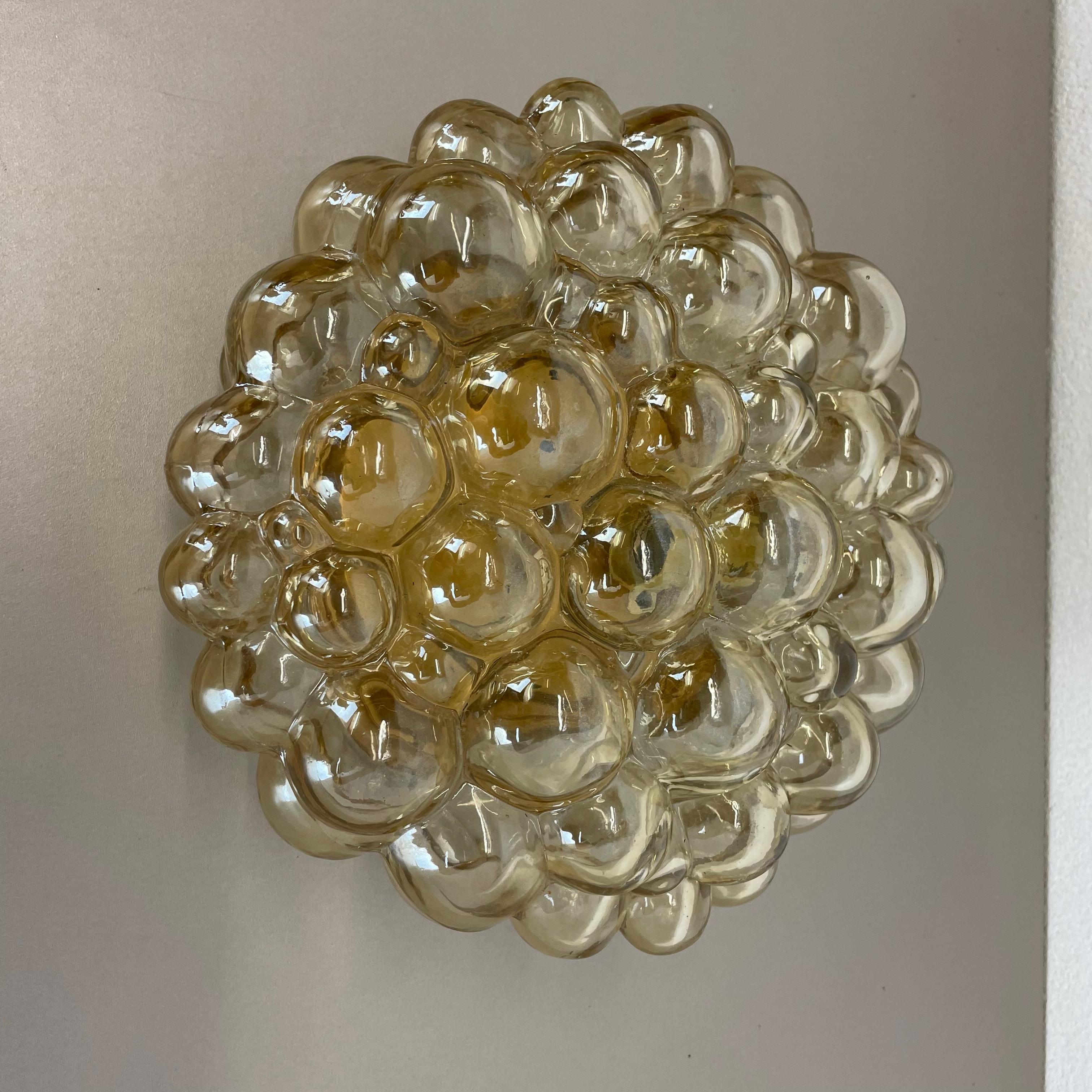 20th Century Amber 24cm Bubble Glass Wall Light by Helena Tynell for Glashütte Limburg, 1960 For Sale