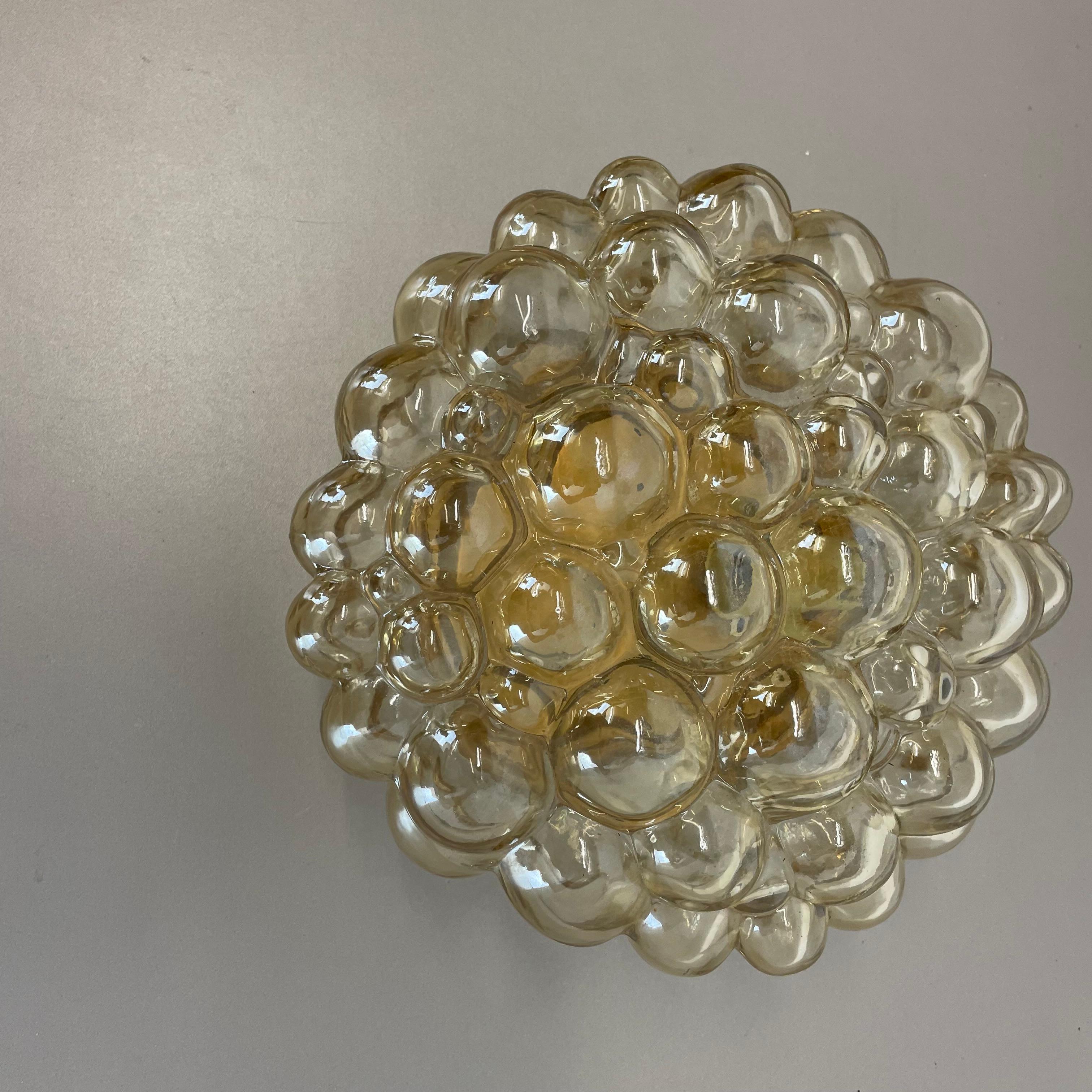 Metal Amber 24cm Bubble Glass Wall Light by Helena Tynell for Glashütte Limburg, 1960 For Sale
