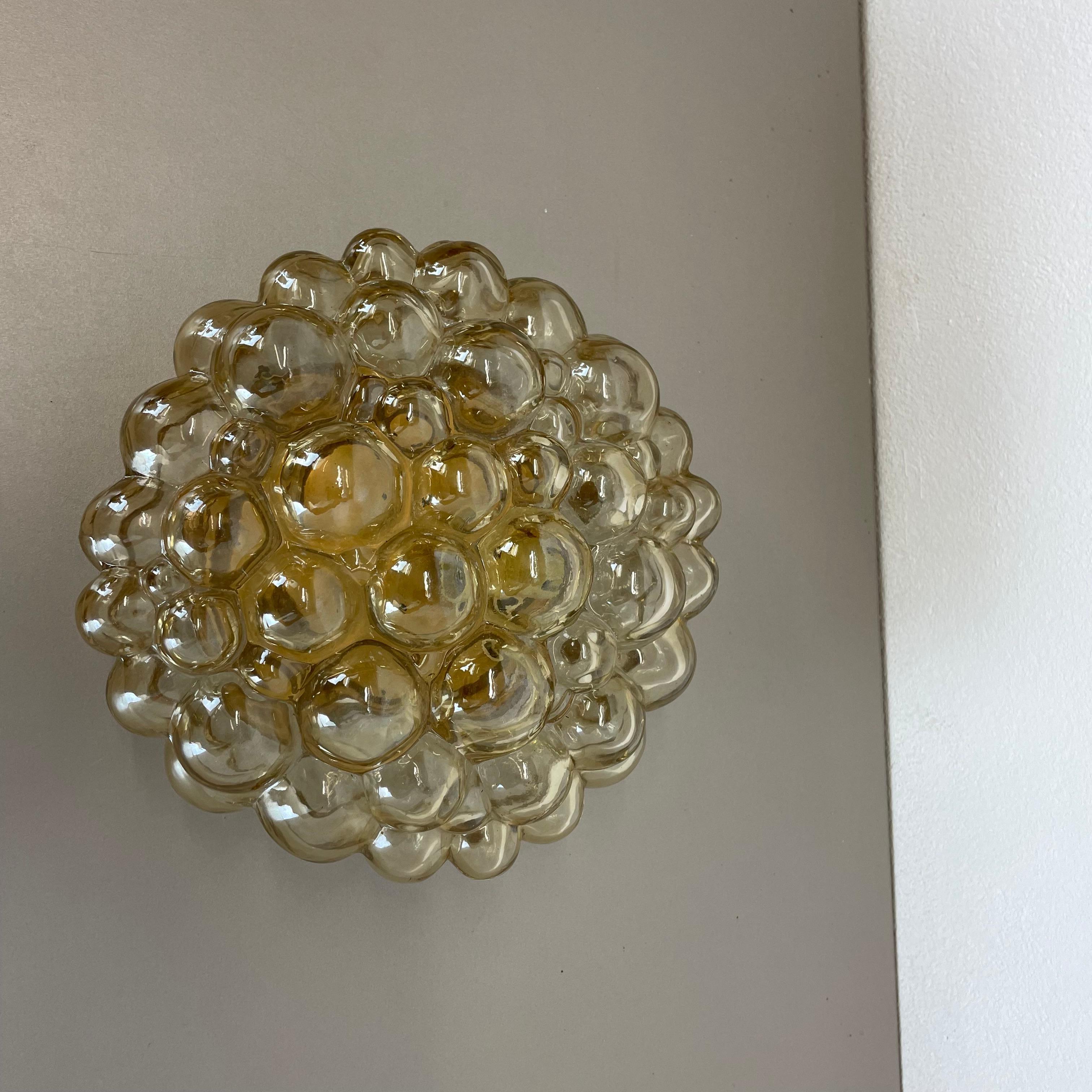 Amber 24cm Bubble Glass Wall Light by Helena Tynell for Glashütte Limburg, 1960 For Sale 1