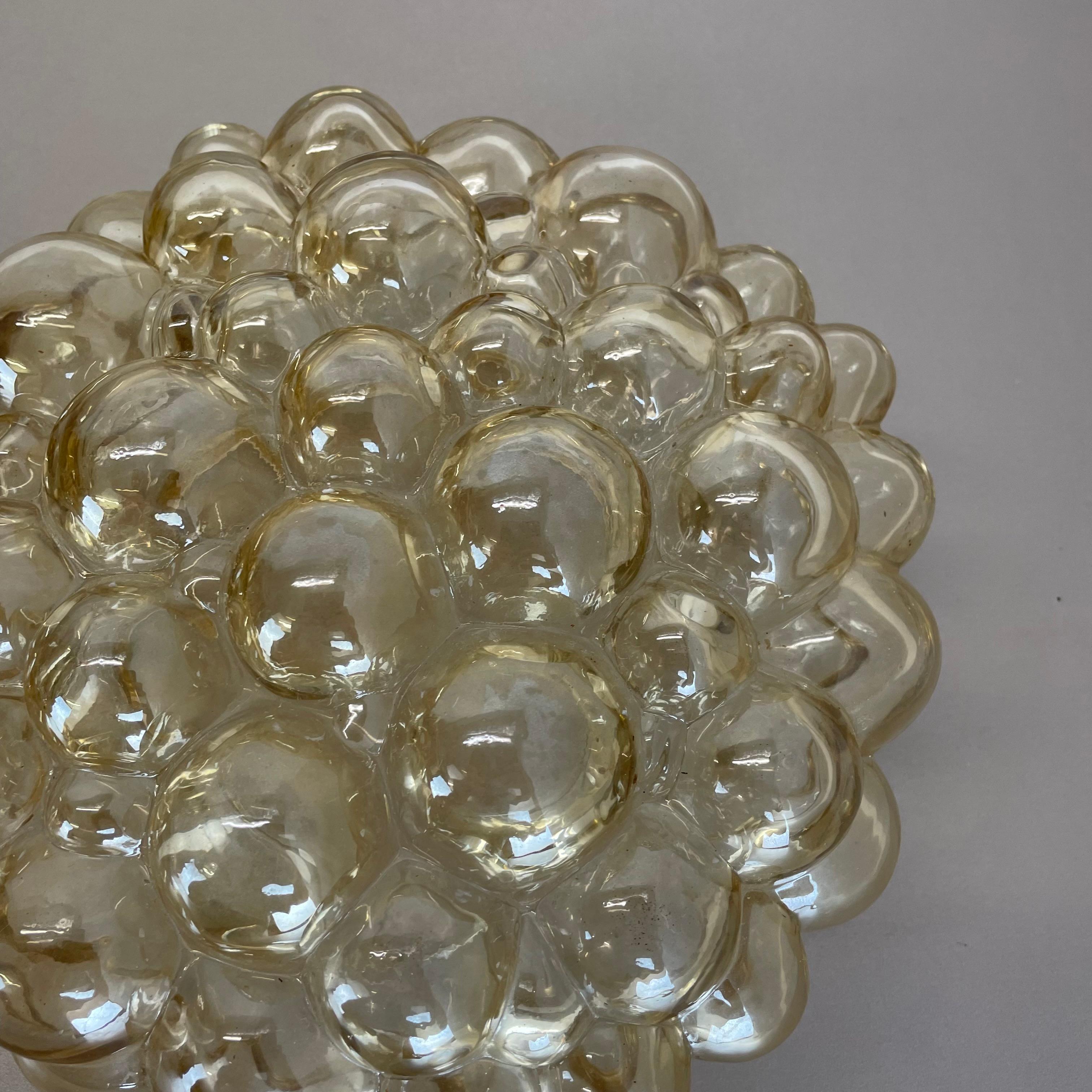 Amber 24cm Bubble Glass Wall Light by Helena Tynell for Glashütte Limburg, 1960 For Sale 2