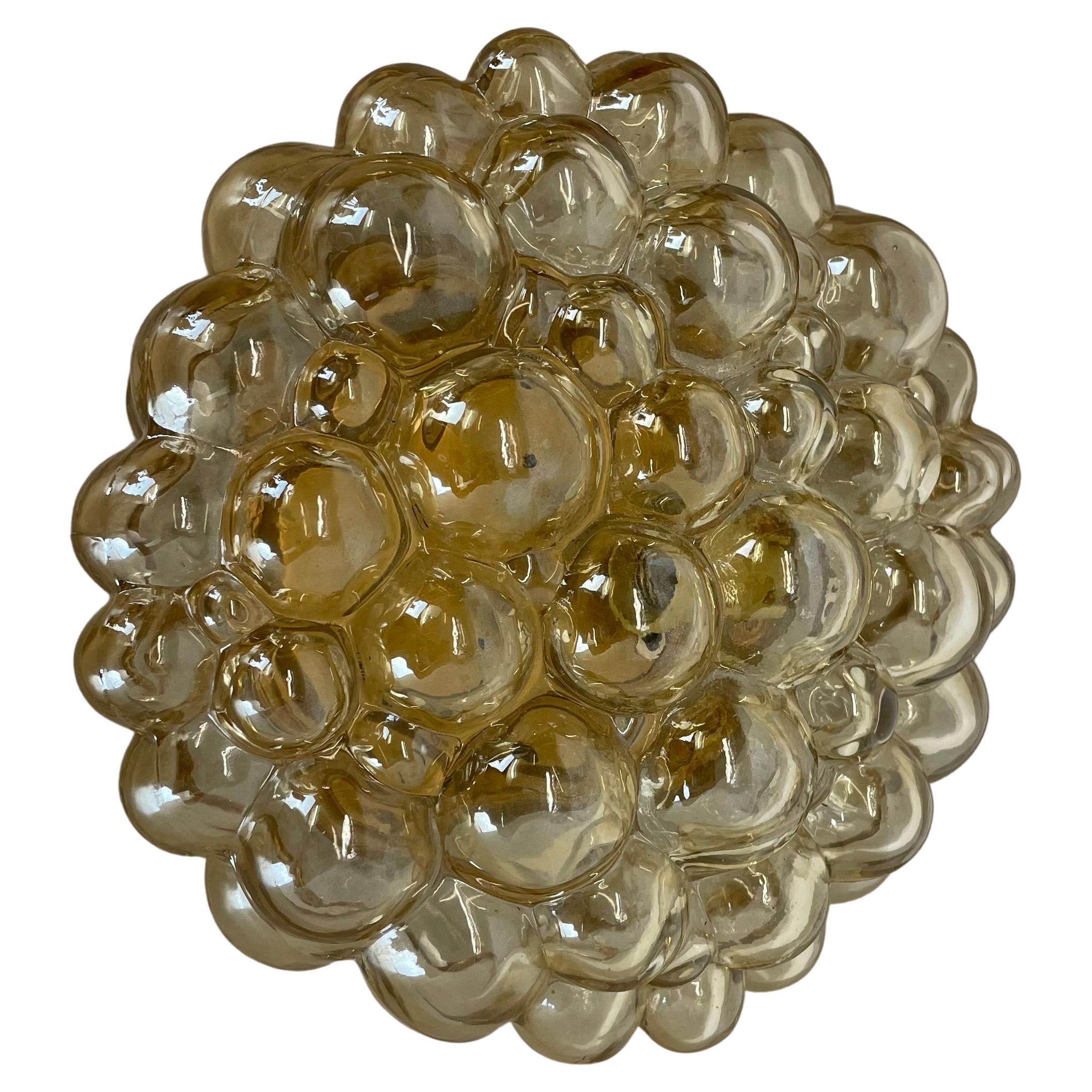 Applique en verre bullé ambré de 24 cm de Helena Tynell pour Glashütte Limburg, 1960