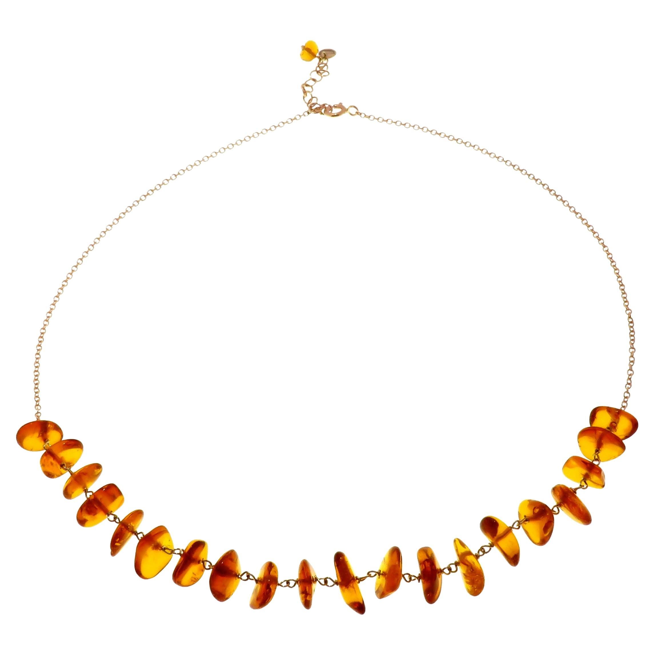 Amber 9 Karat Rose Gold Necklace Handcrafted in Italy