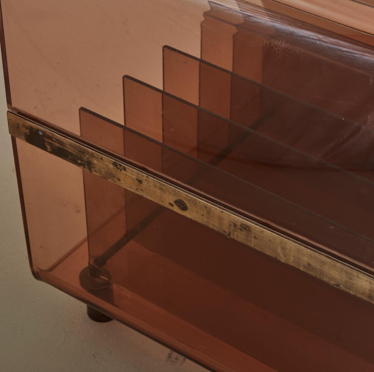 Amber Acrylic Console Table Attributed to Michel Dumas, France 1970s 4