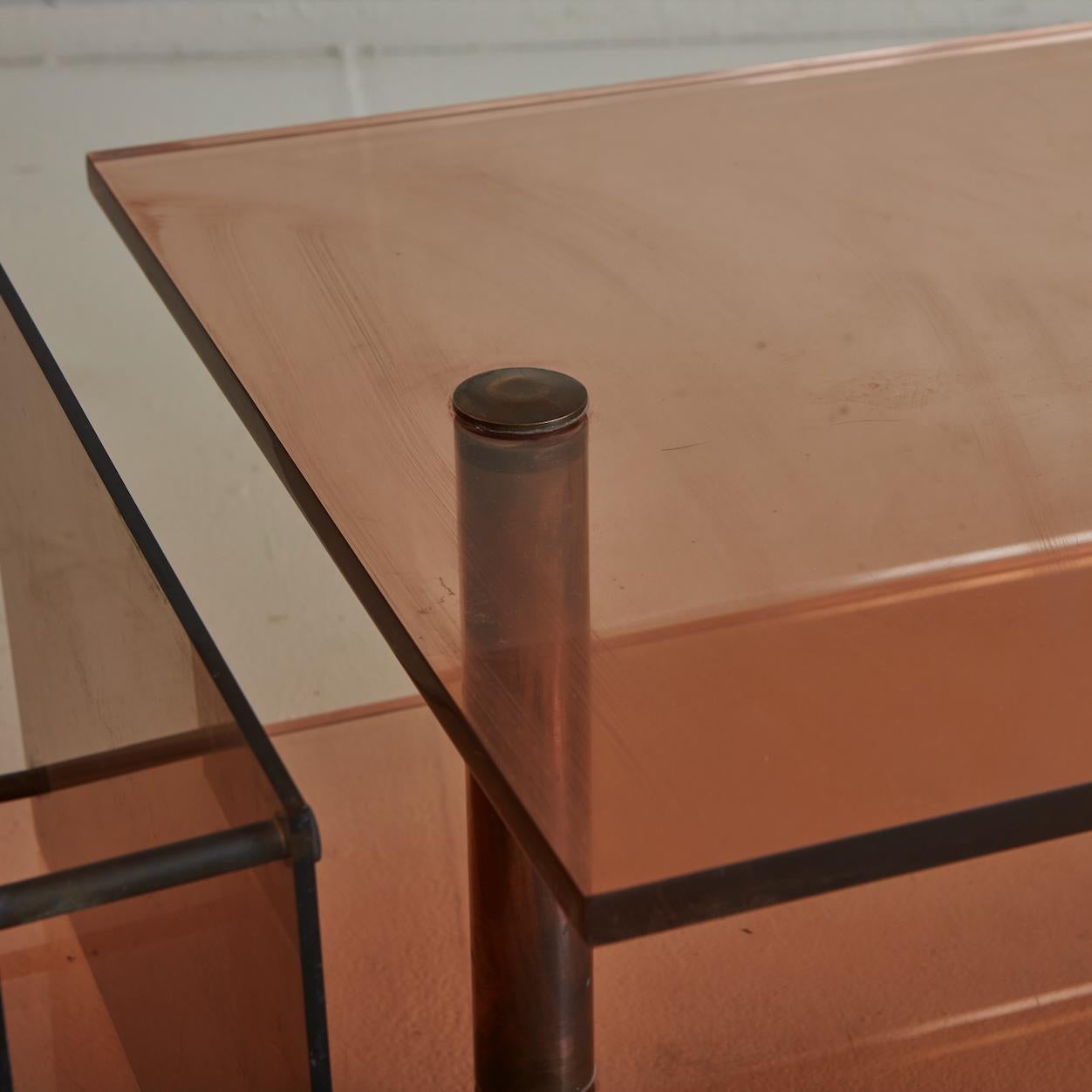 Amber Acrylic Console Table Attributed to Michel Dumas, France 1970s In Good Condition In Chicago, IL