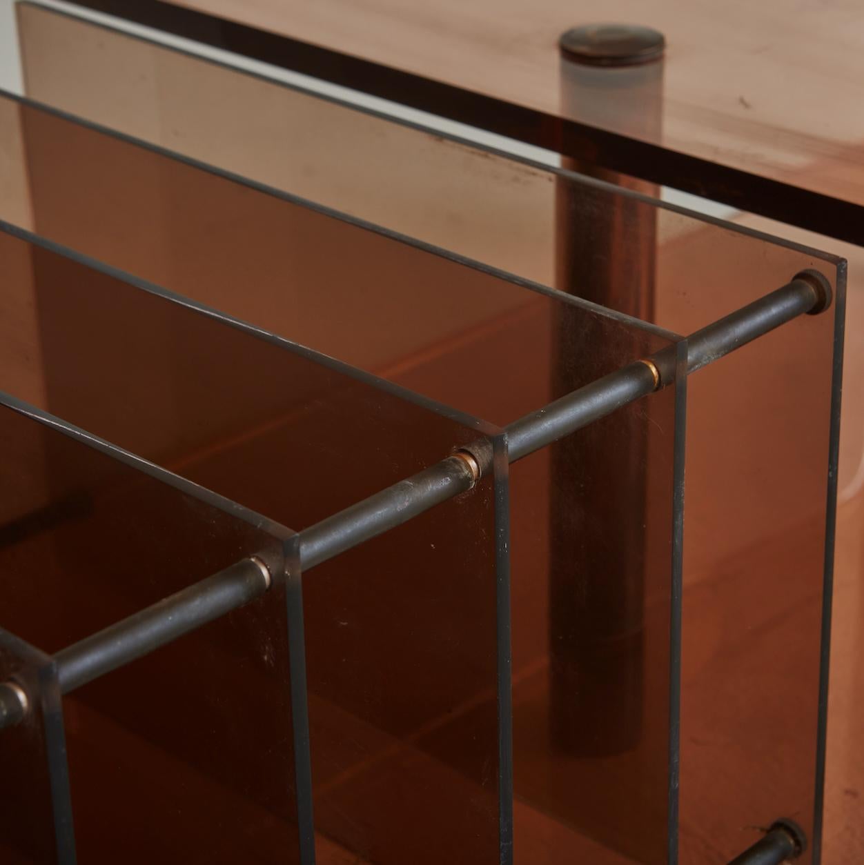 Amber Acrylic Console Table Attributed to Michel Dumas, France 1970s 1