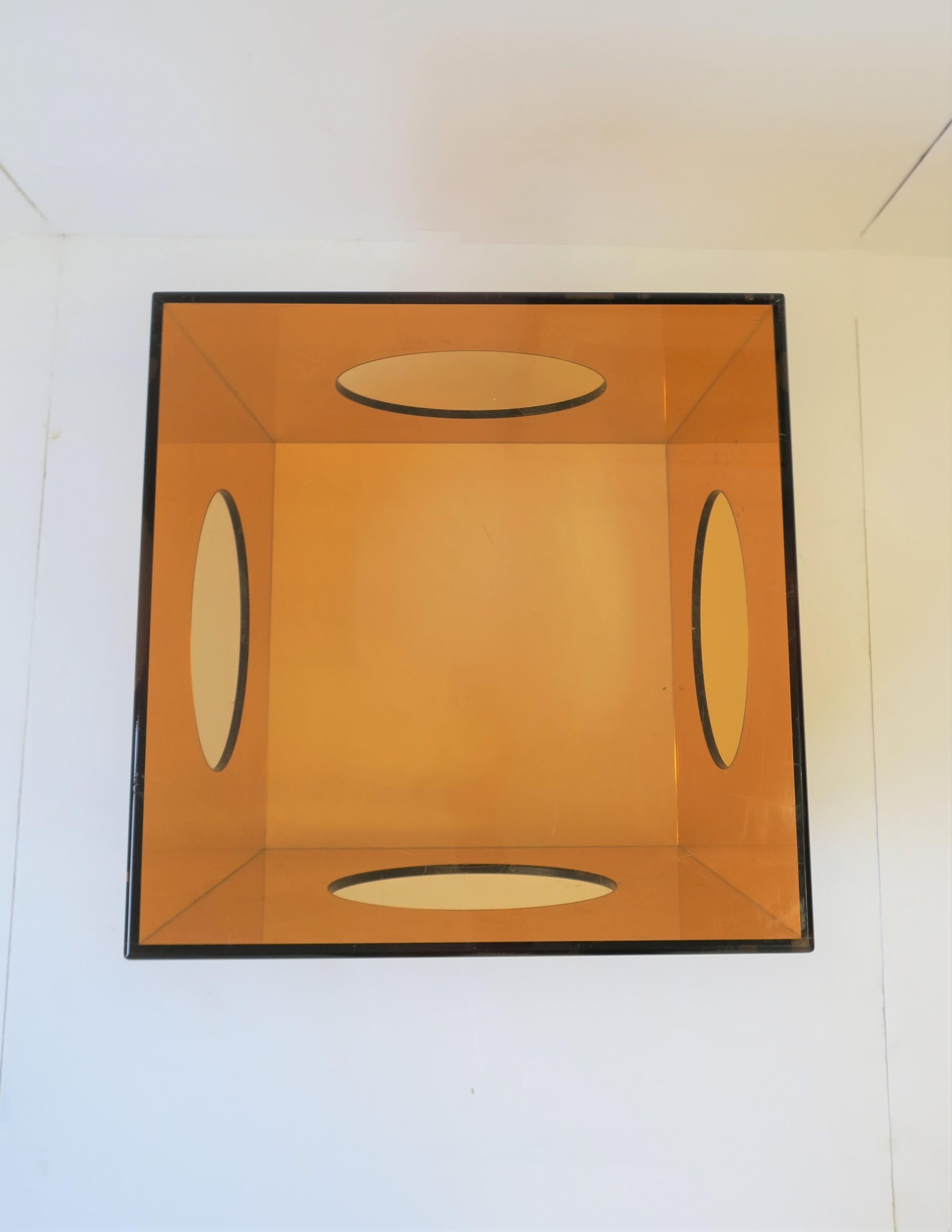 Contemporary Orange Acrylic Square Cube Side or End Table