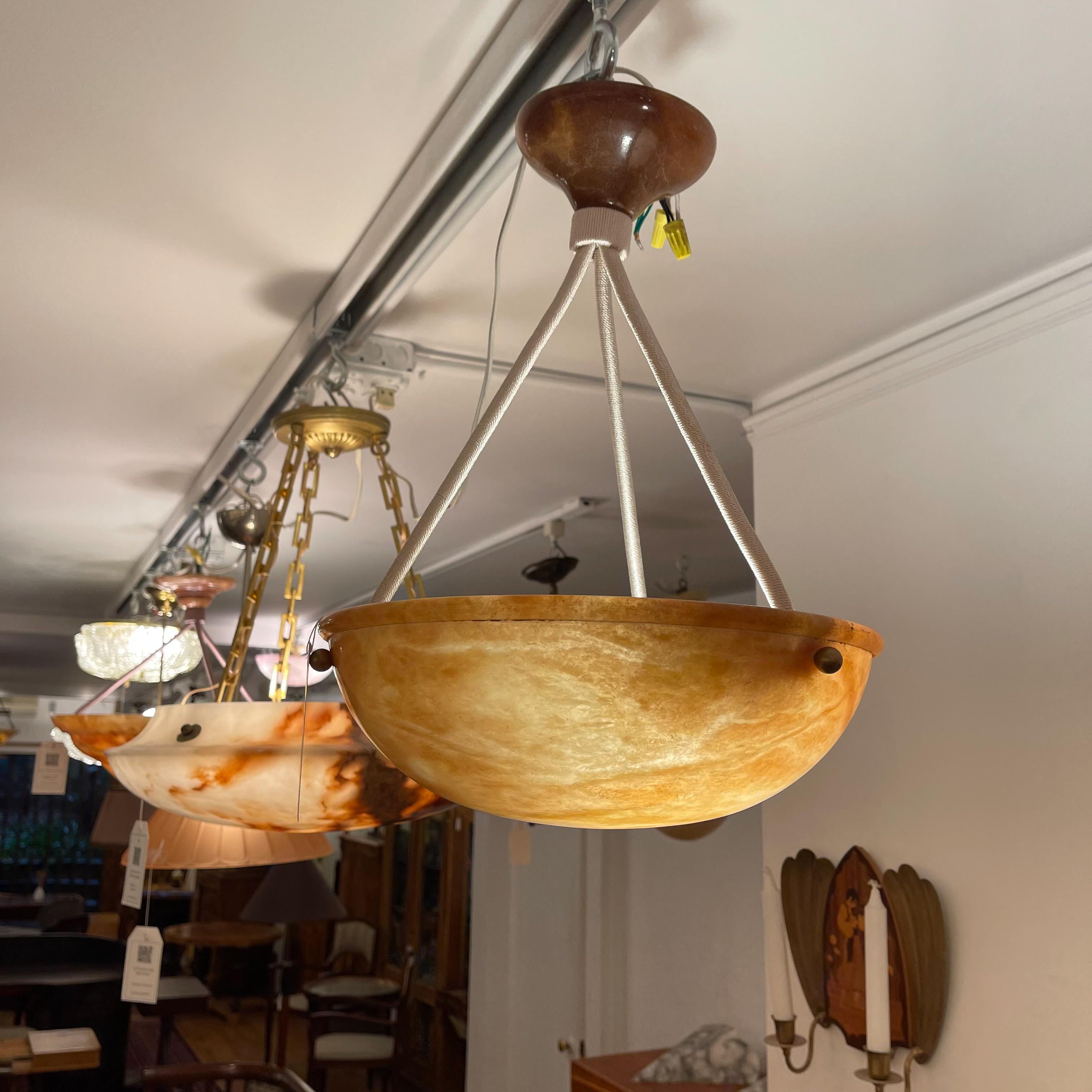 20th Century Amber Alabaster Light Fixture For Sale