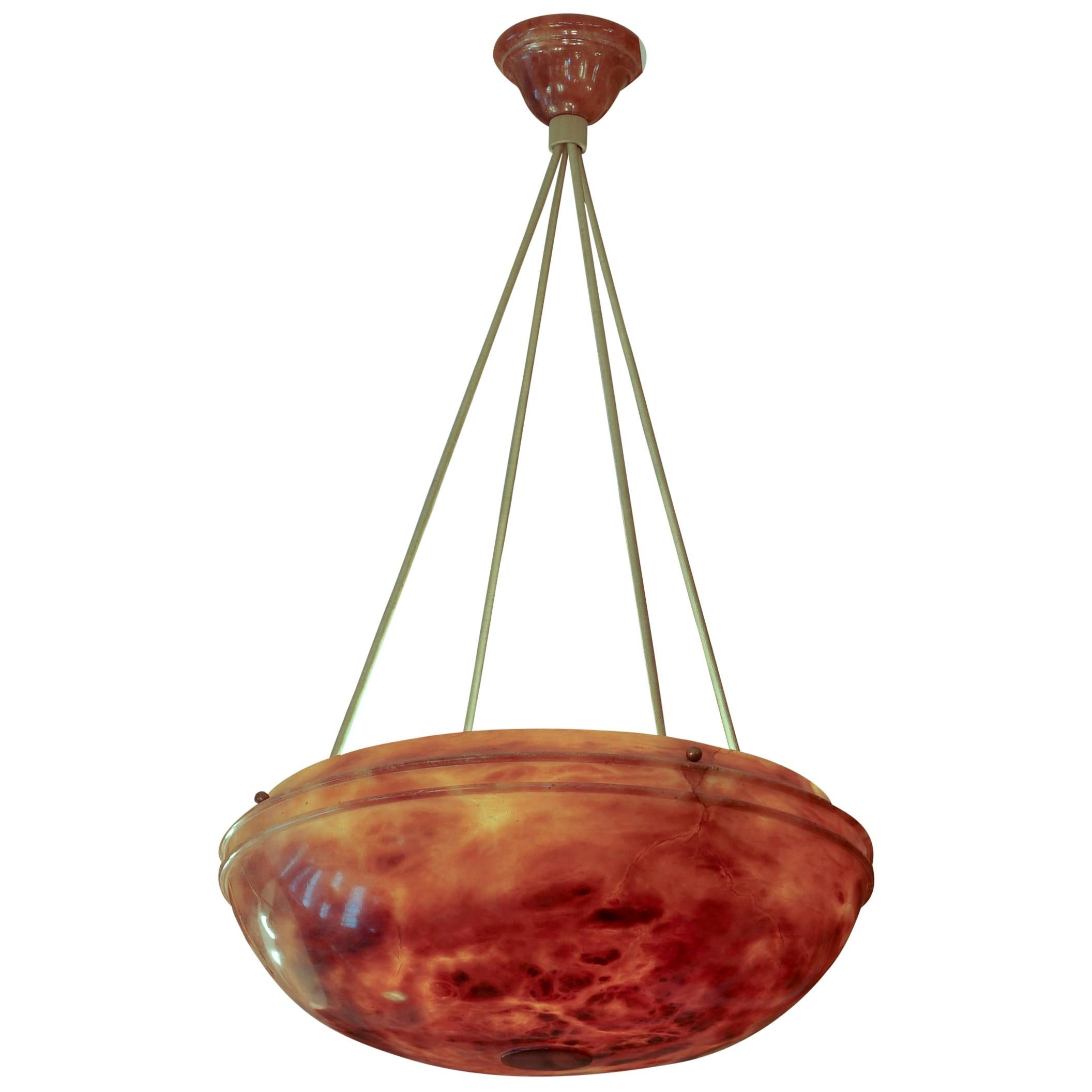 Lampe à suspension en albâtre ambré, Suède, 1920
