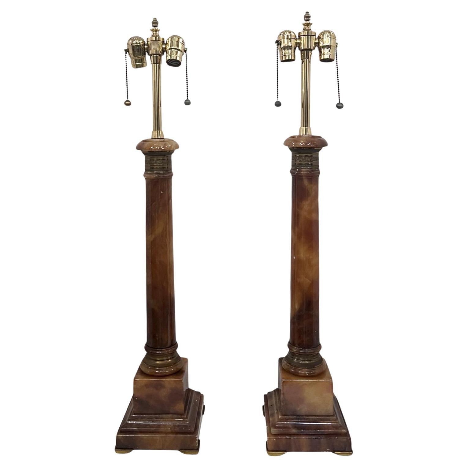 Amber Alabaster Table Lamps