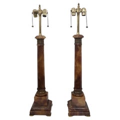 Antique Amber Alabaster Table Lamps