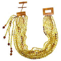 Amber Amethyst Malachite Multi Strand Necklace