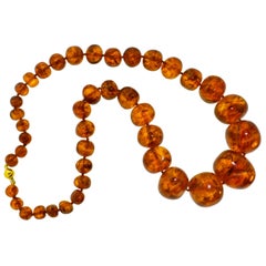 Amber and 18 Karat Large Antique Necklace