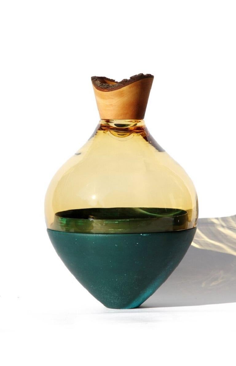 Organic Modern Amber and Brass Patina India Vessel II, Pia Wüstenberg