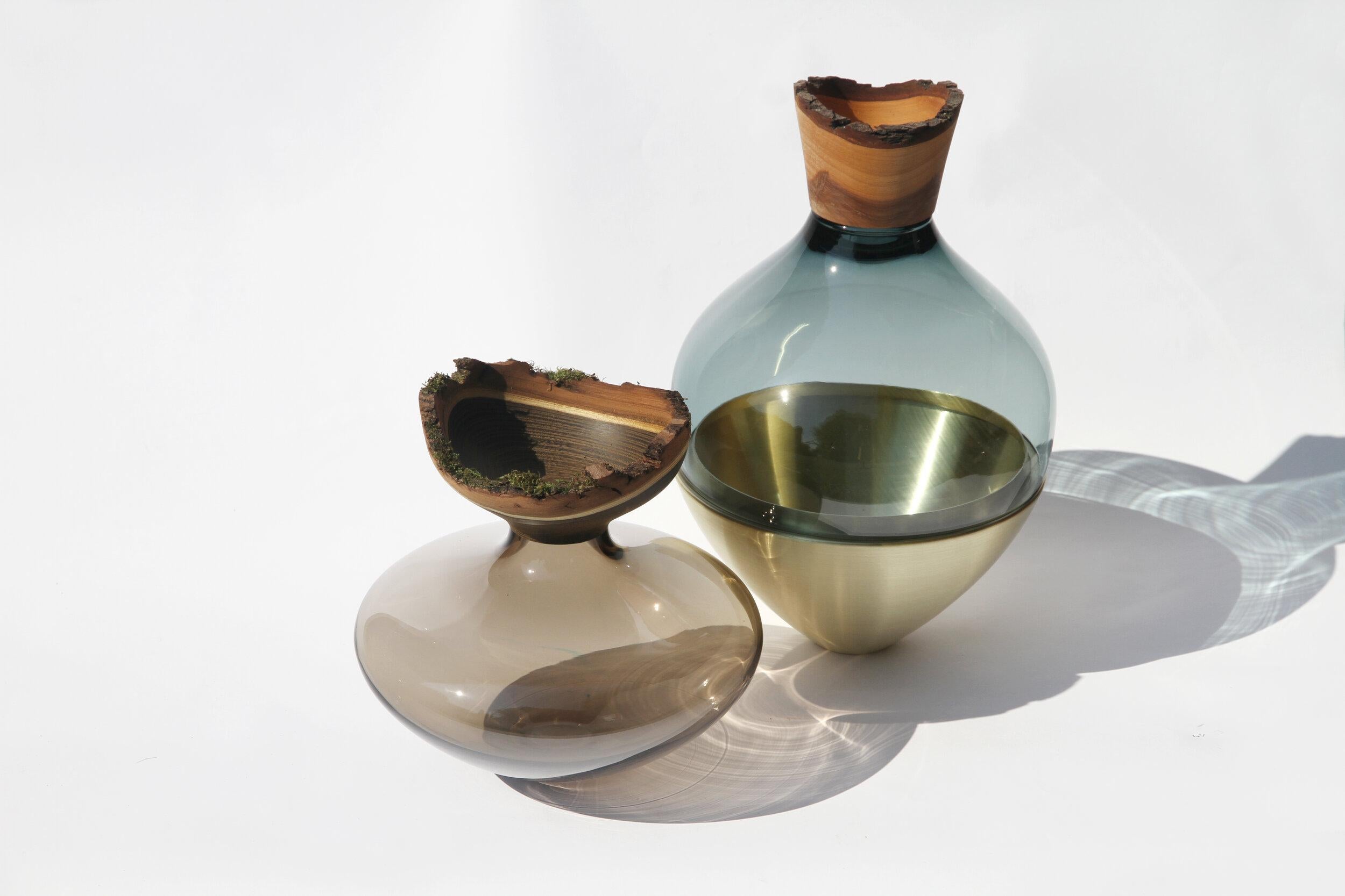 Contemporary Amber and Brass Patina India Vessel II, Pia Wüstenberg For Sale
