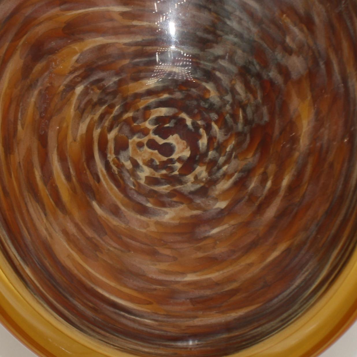 Amber and Brown Murano Pedestal Bowl, circa 1960 In Good Condition For Sale In Dallas, TX