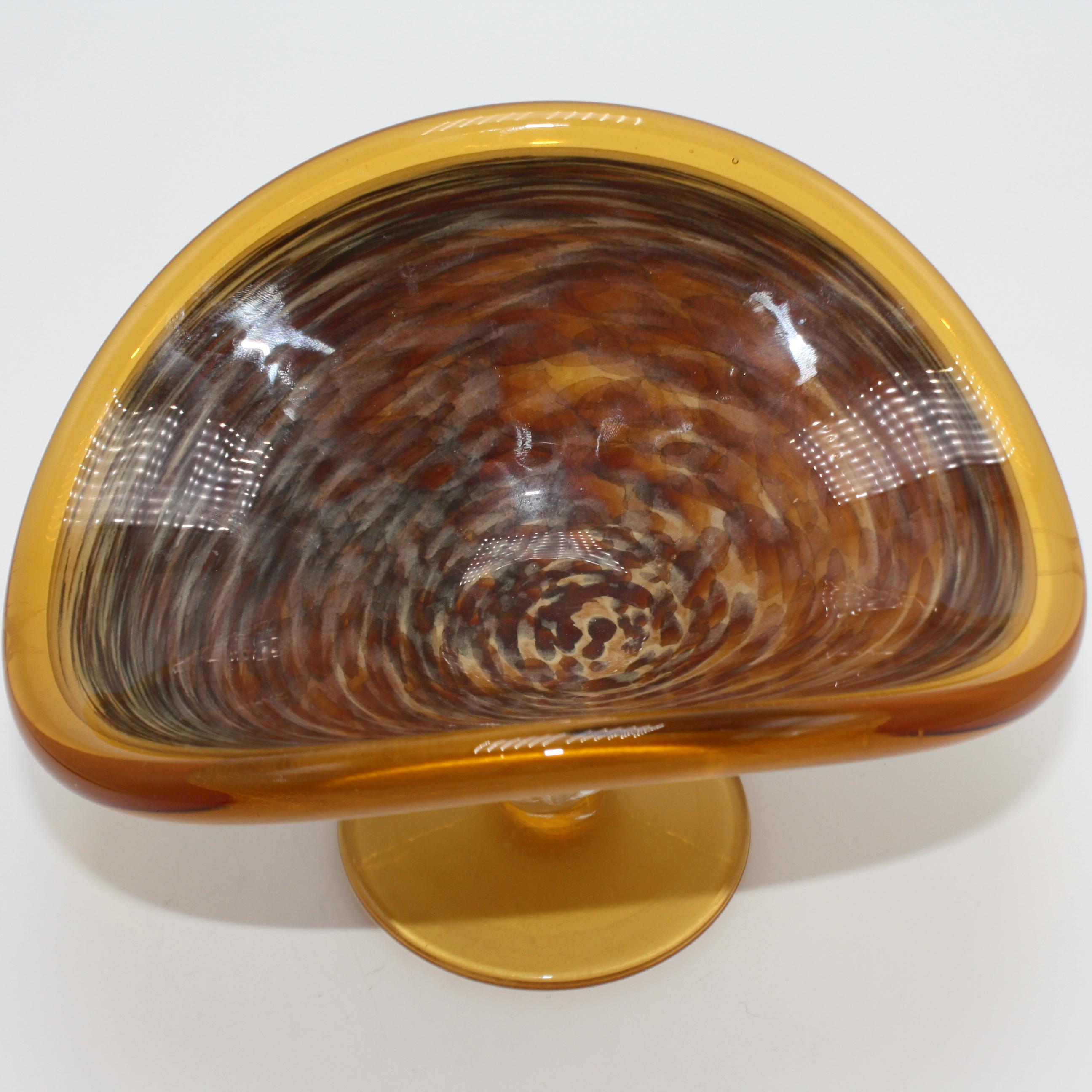 Mid-20th Century Amber and Brown Murano Pedestal Bowl, circa 1960 For Sale