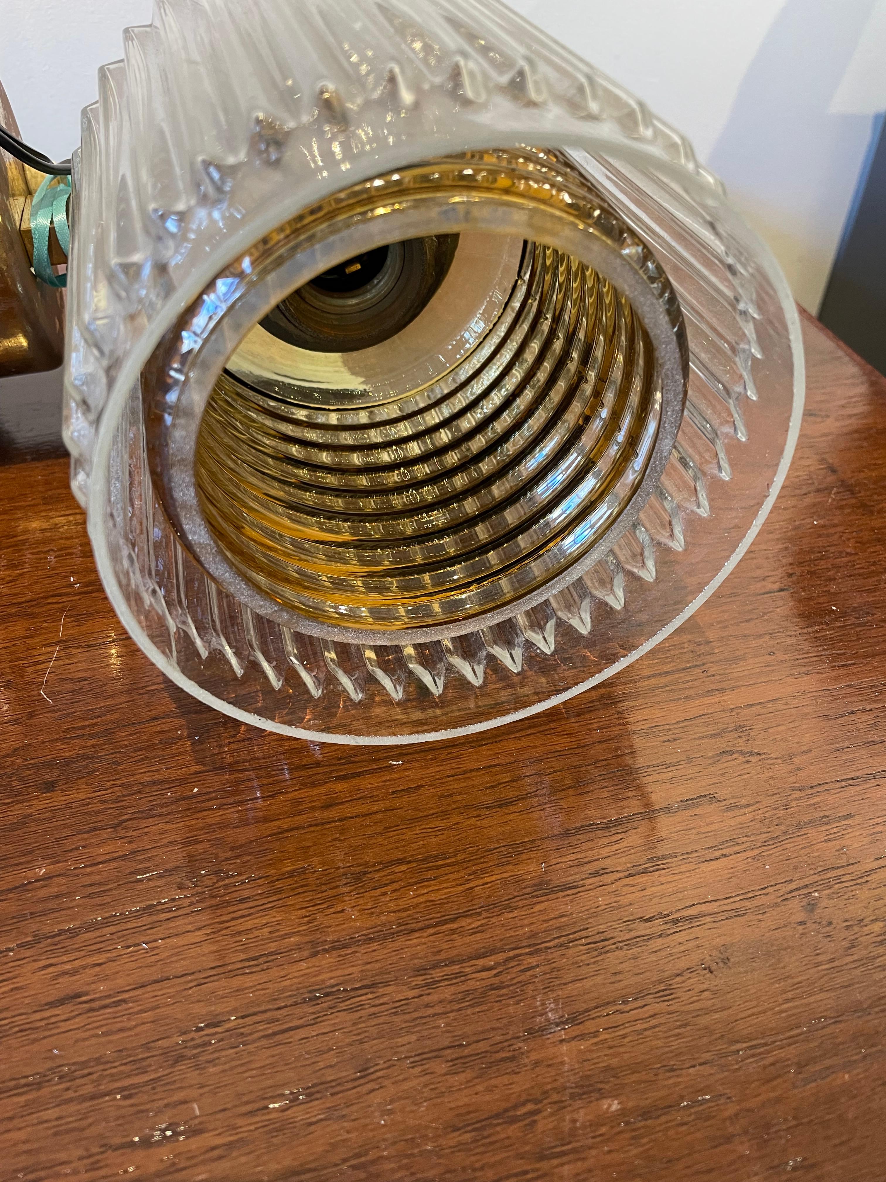 Amber and Clear Glass Brass Sconce In Good Condition In Nantucket, MA
