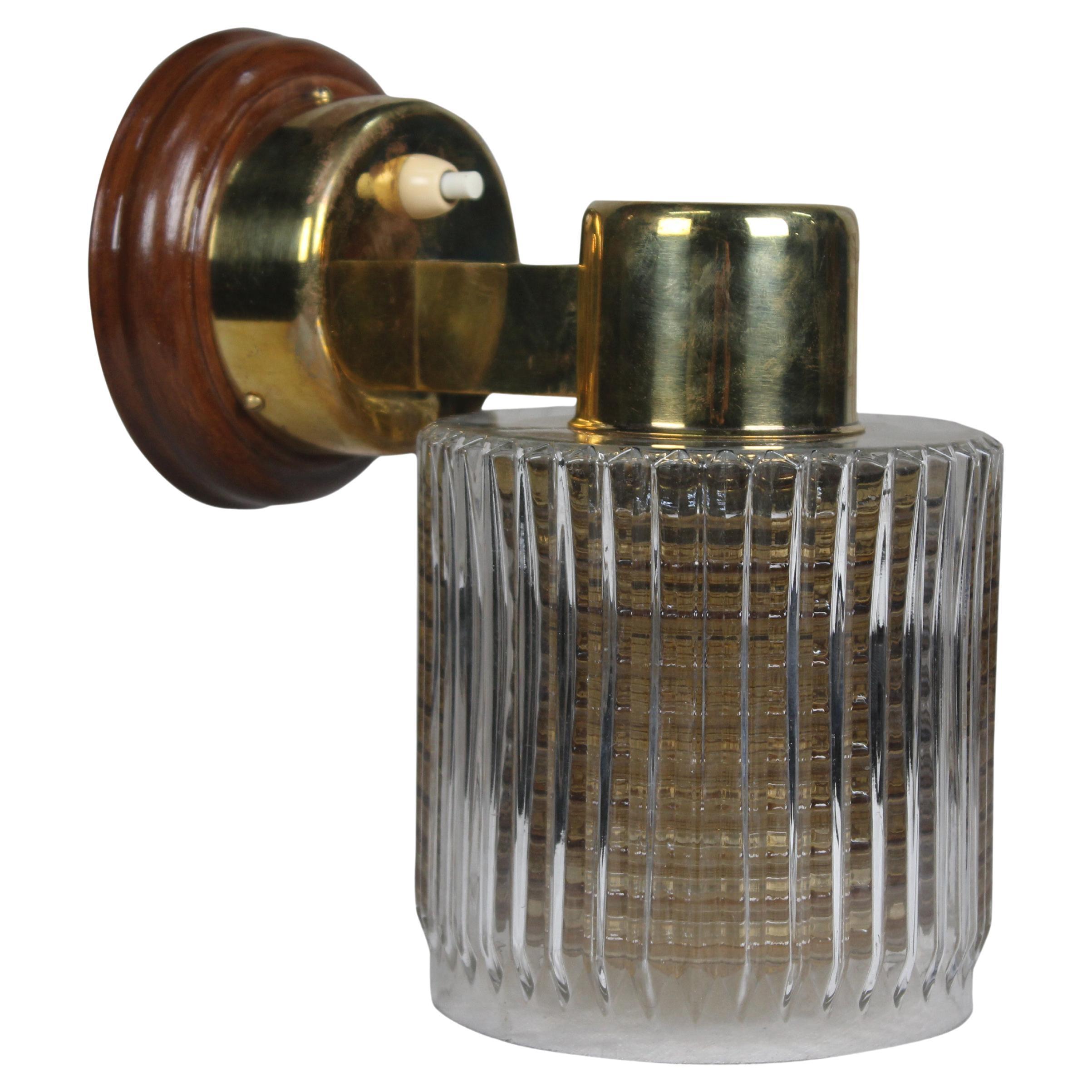 Amber and Clear Glass Brass Sconce