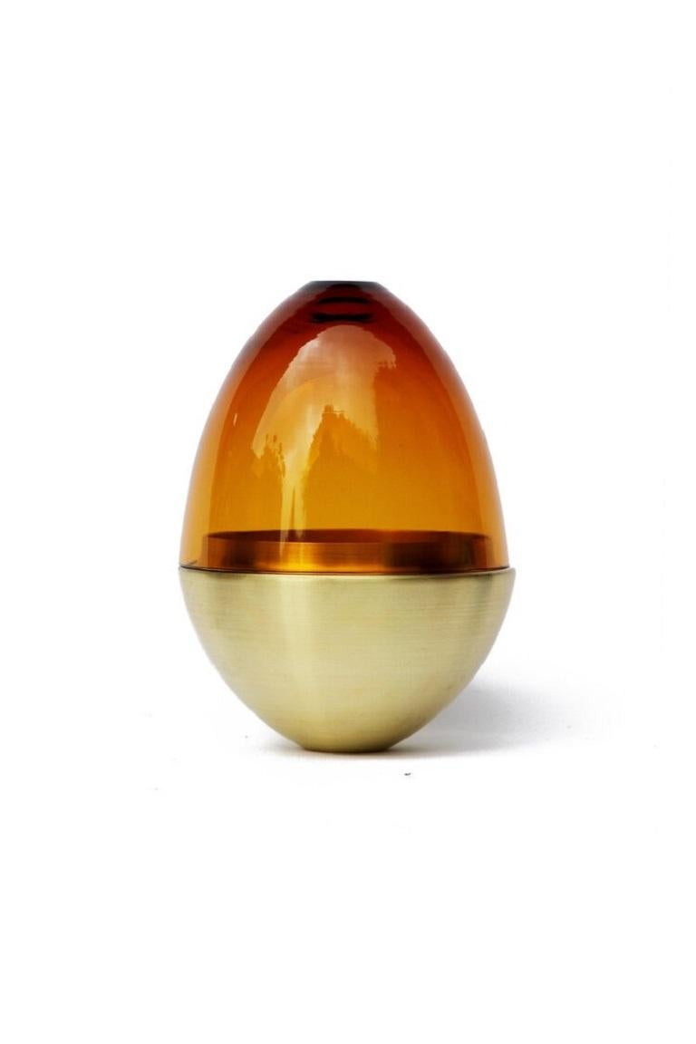 Organic Modern Amber and Copper Patina Homage to Faberge Jewellery Egg, Pia Wüstenberg