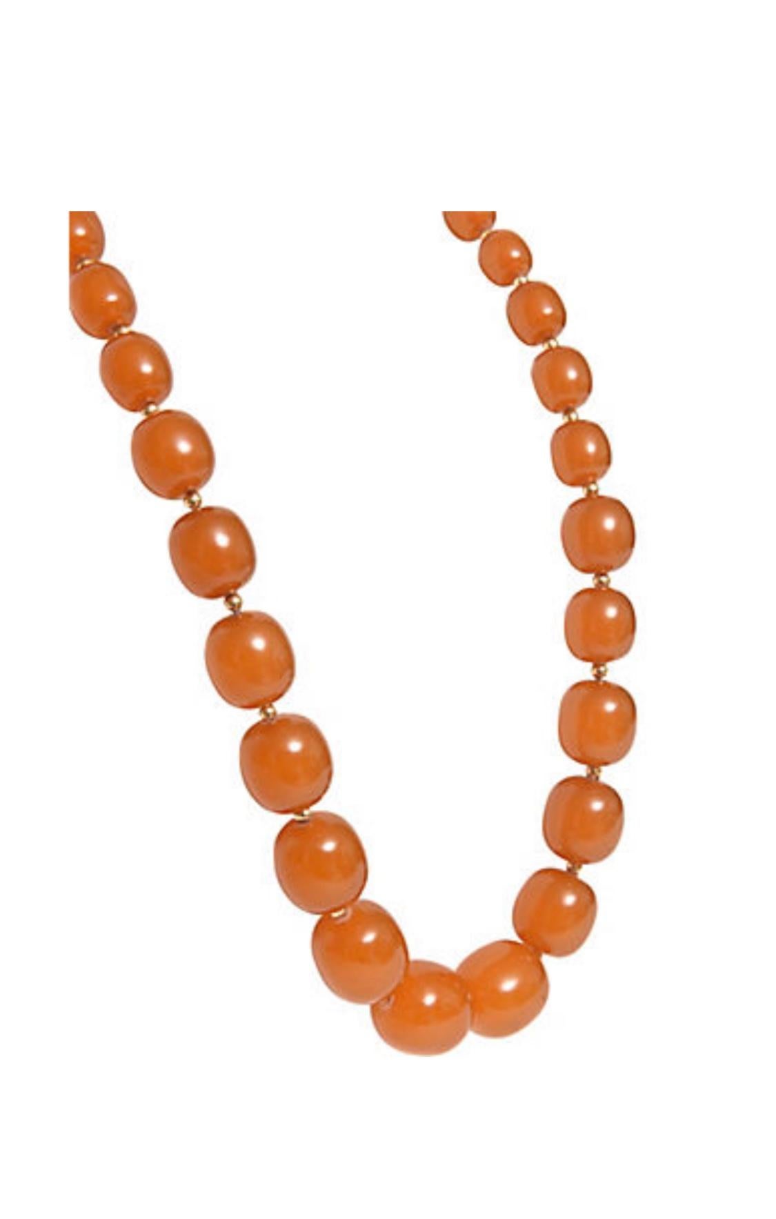 Women's or Men's Amber and Gold Bead Necklace