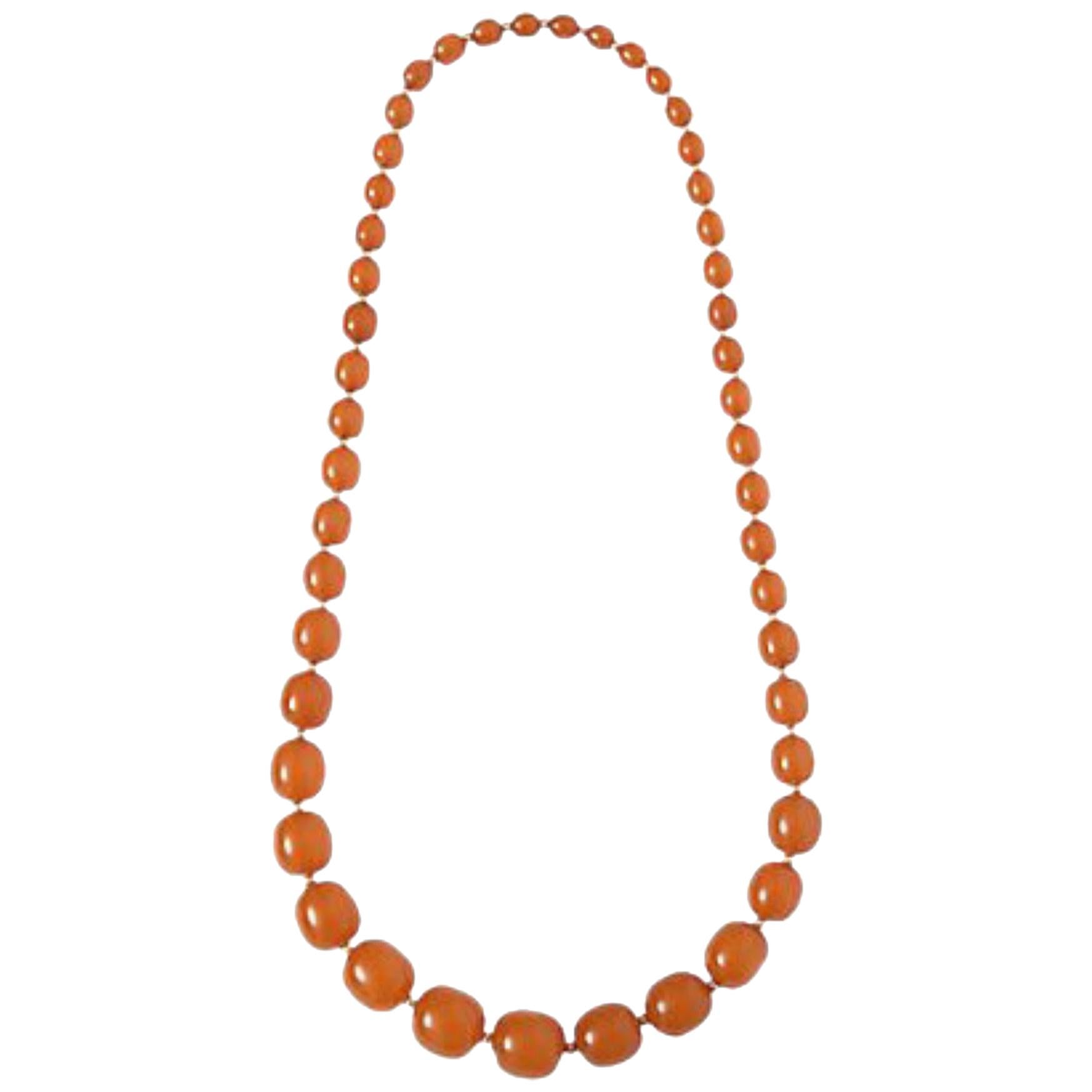 Amber and Gold Bead Necklace